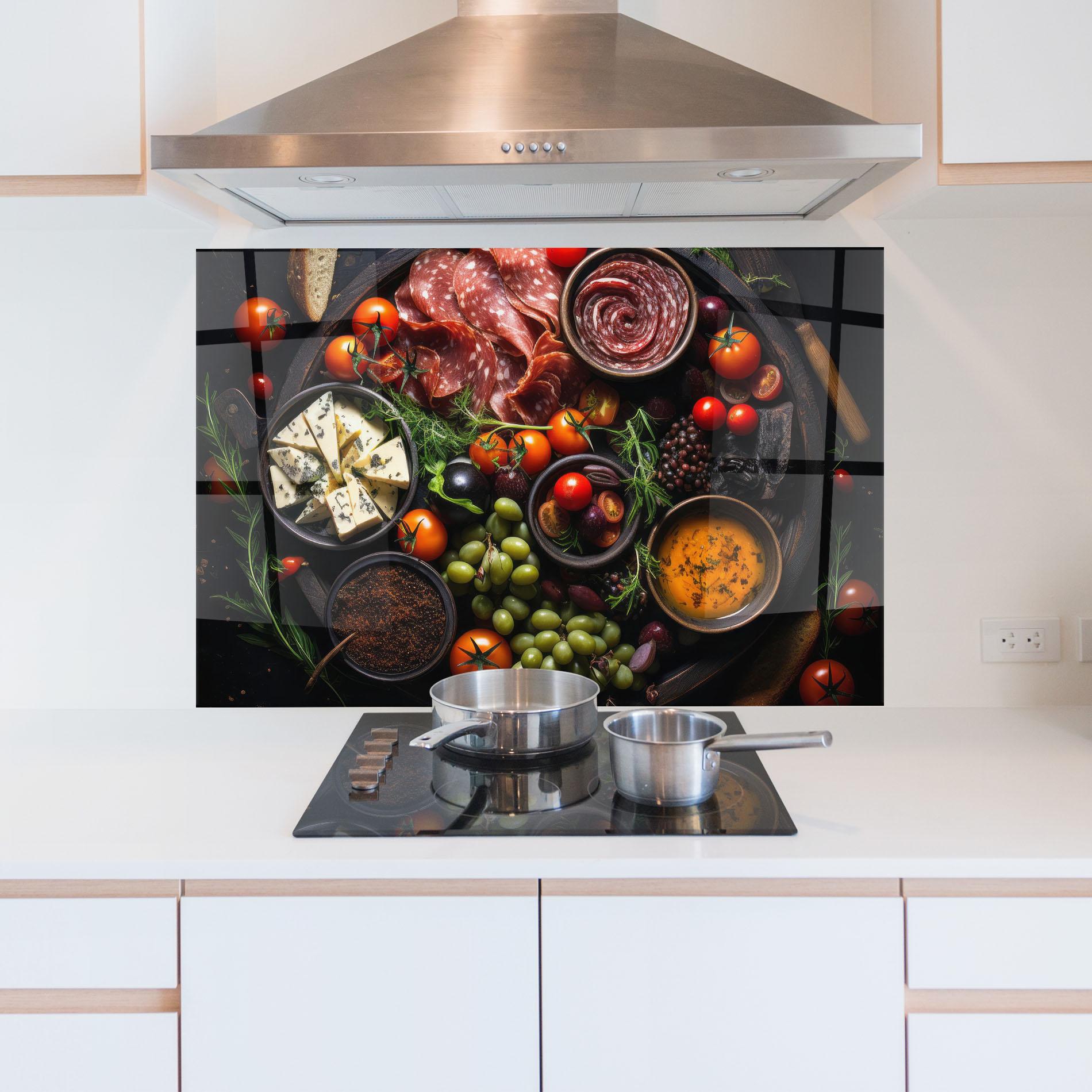 Panou Sticla Bucatarie Meats Assortment mockup 5