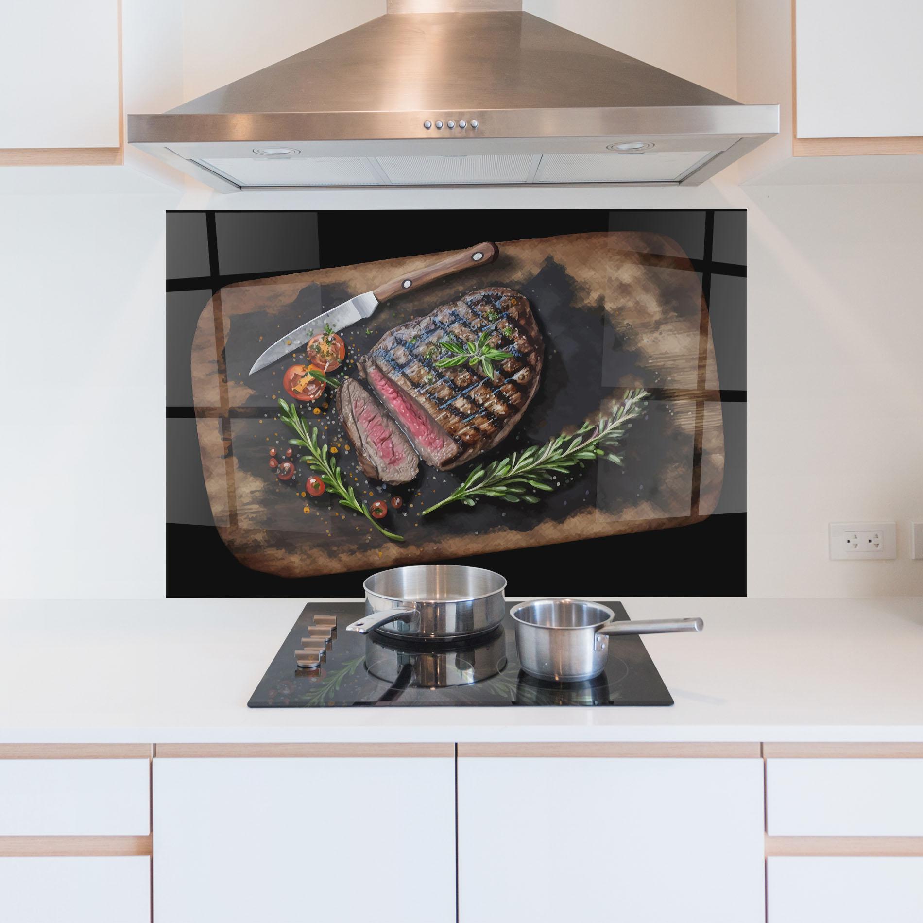 Panou Sticla Bucatarie Tasty Meat mockup 5