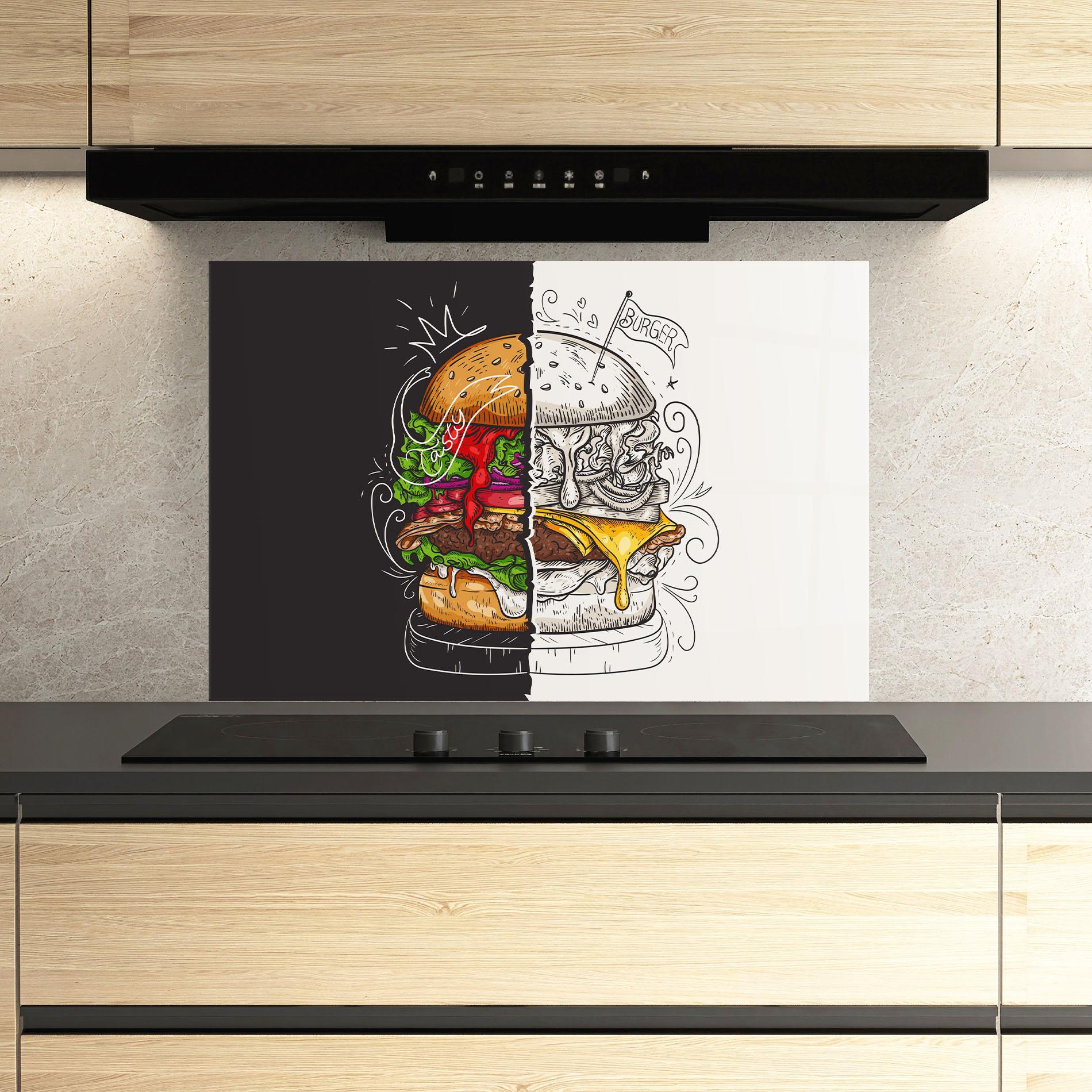 Panou Sticla Bucatarie Burger Art mockup 3