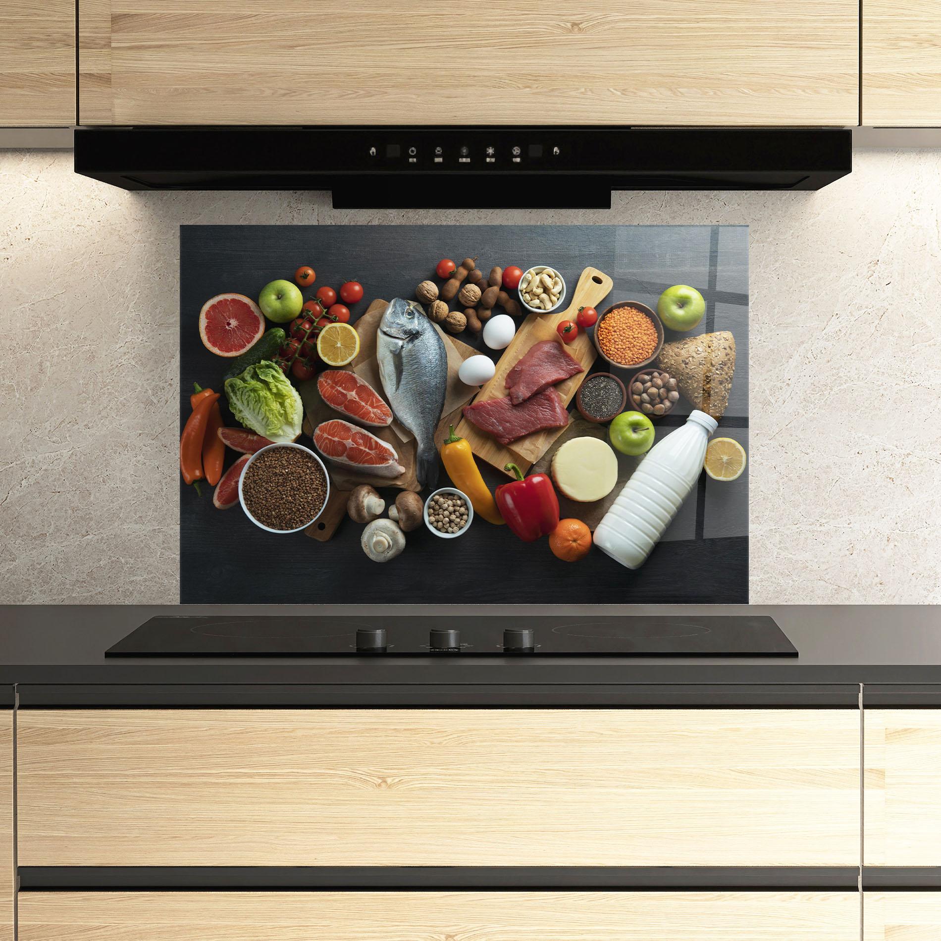 Panou Sticla Bucatarie Food Ingredients mockup 3