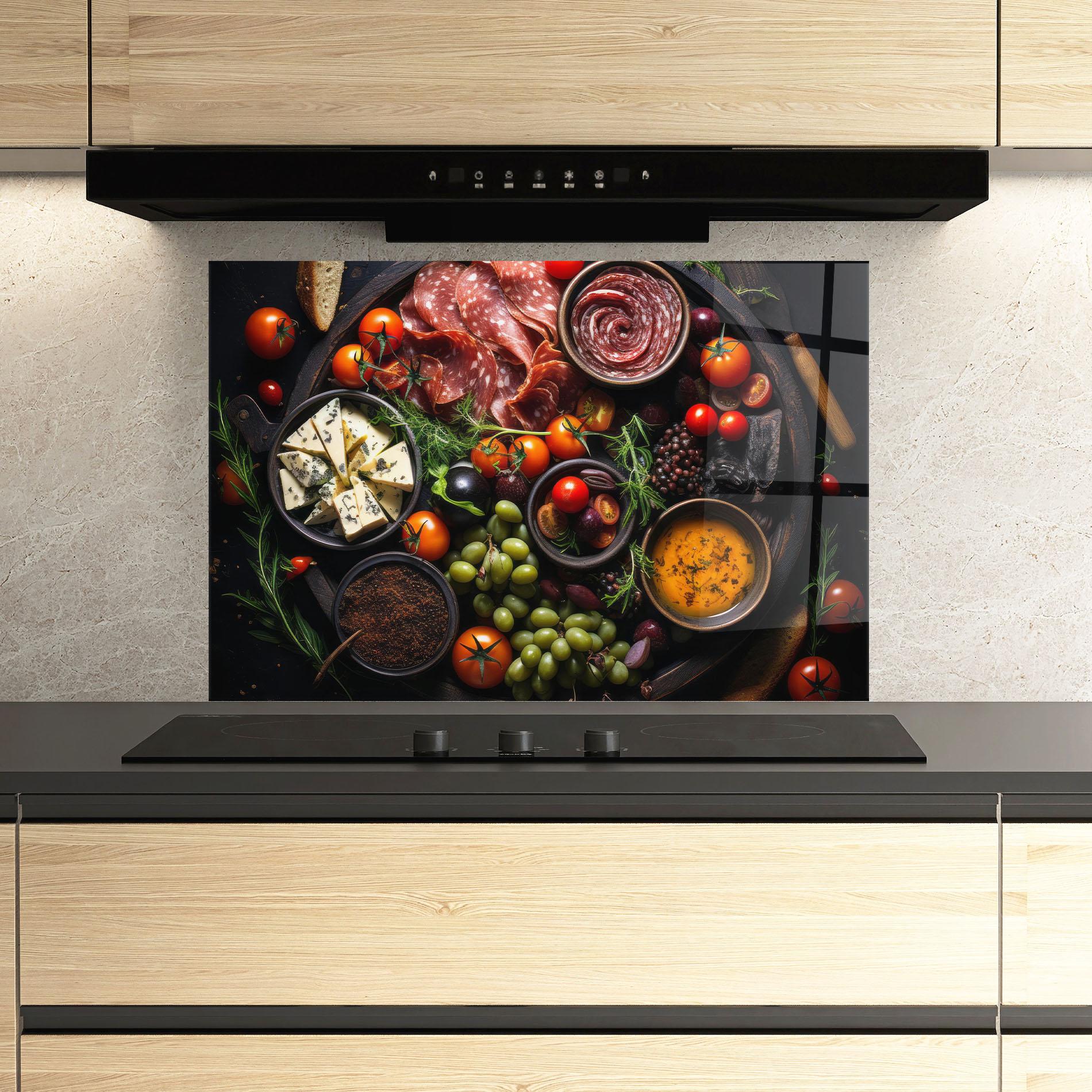 Panou Sticla Bucatarie Meats Assortment mockup 3