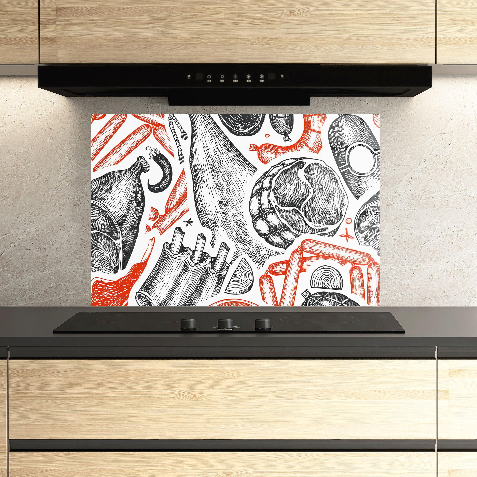 Panou Sticla Bucatarie Orange Grey Meat mockup 3