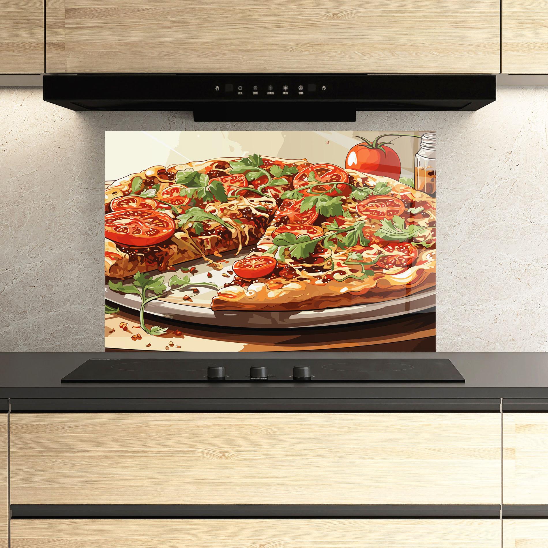 Panou Sticla Bucatarie Pizza View mockup 3