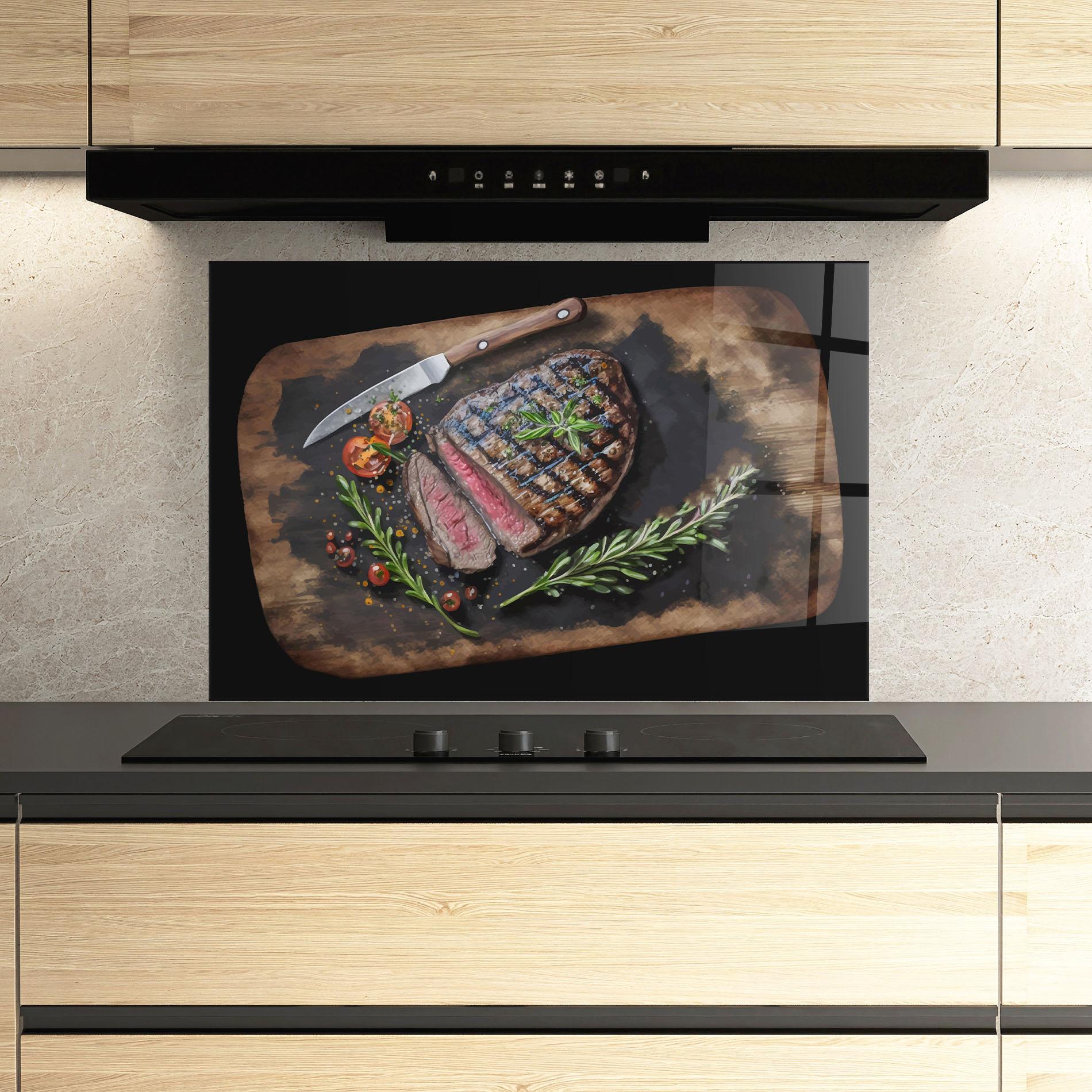 Panou Sticla Bucatarie Tasty Meat mockup 3