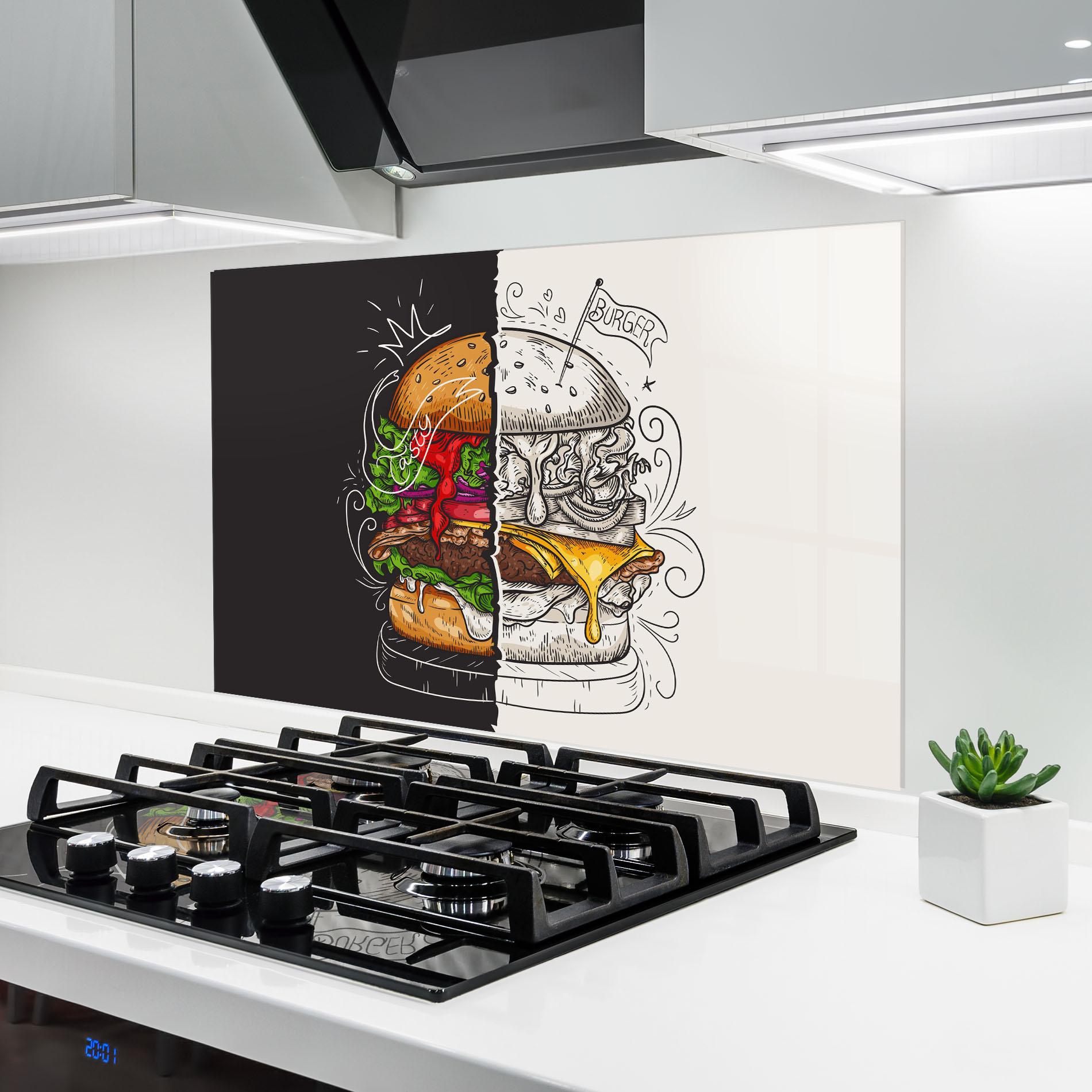Panou Sticla Bucatarie Burger Art mockup 6
