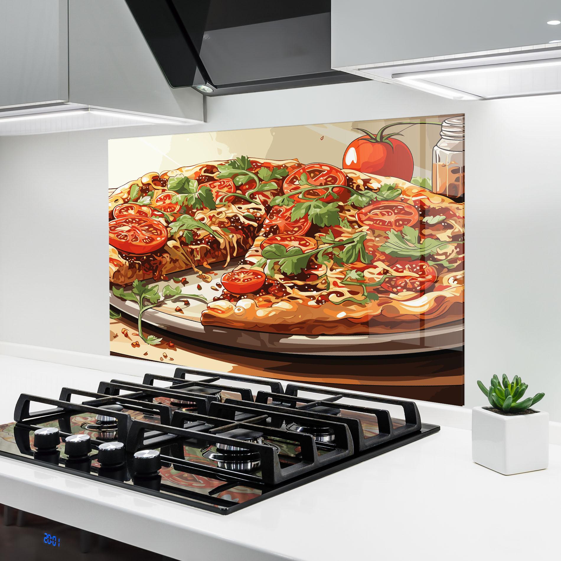 Panou Sticla Bucatarie Pizza View mockup 6