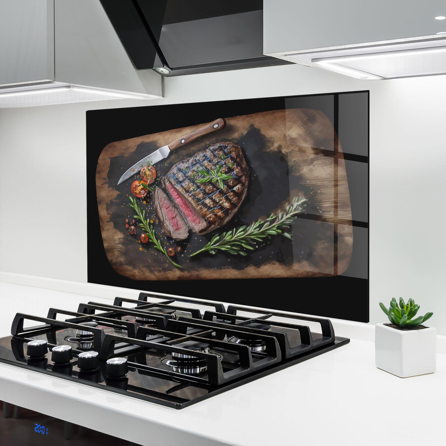 Panou Sticla Bucatarie Tasty Meat mockup 6