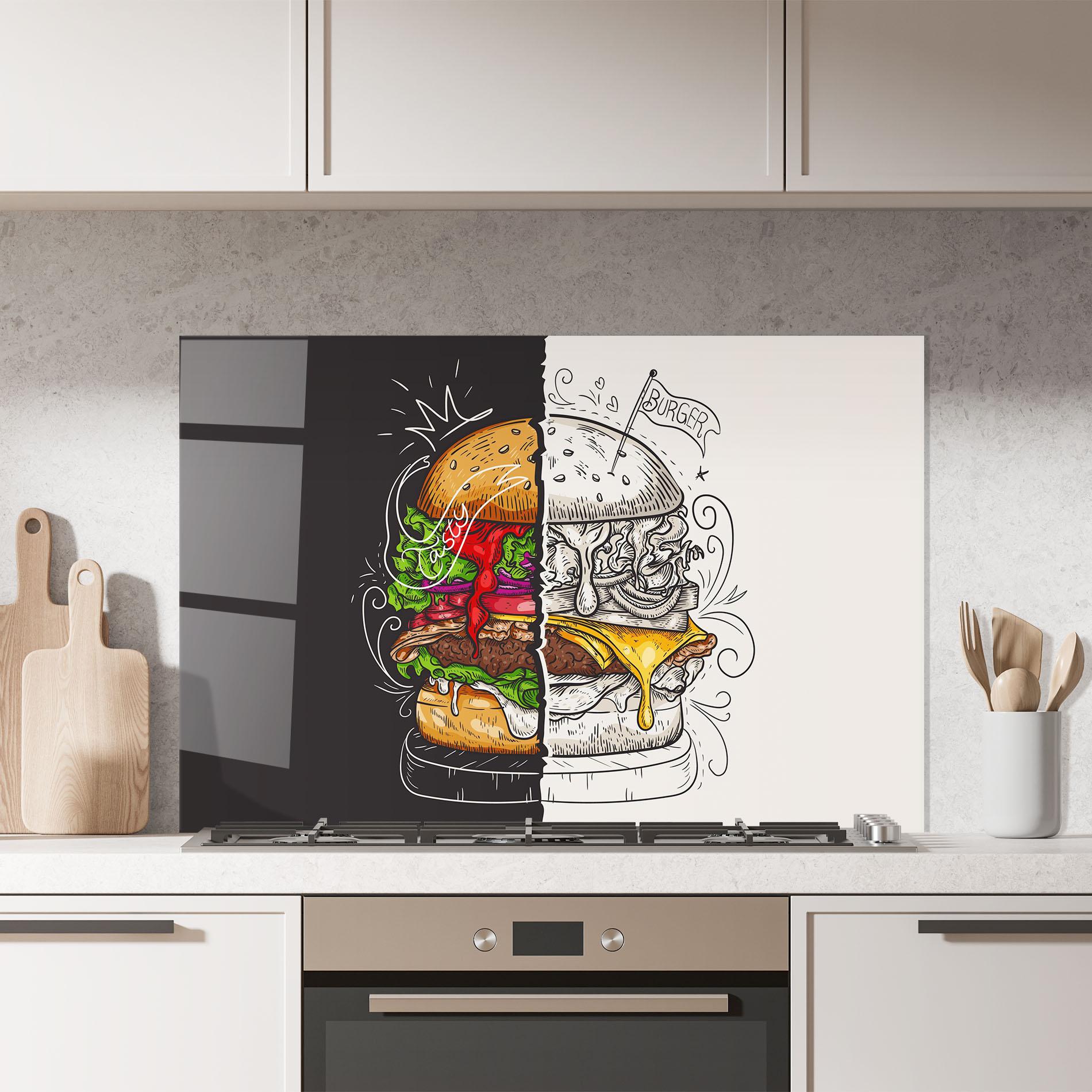 Panou Sticla Bucatarie Burger Art mockup 7