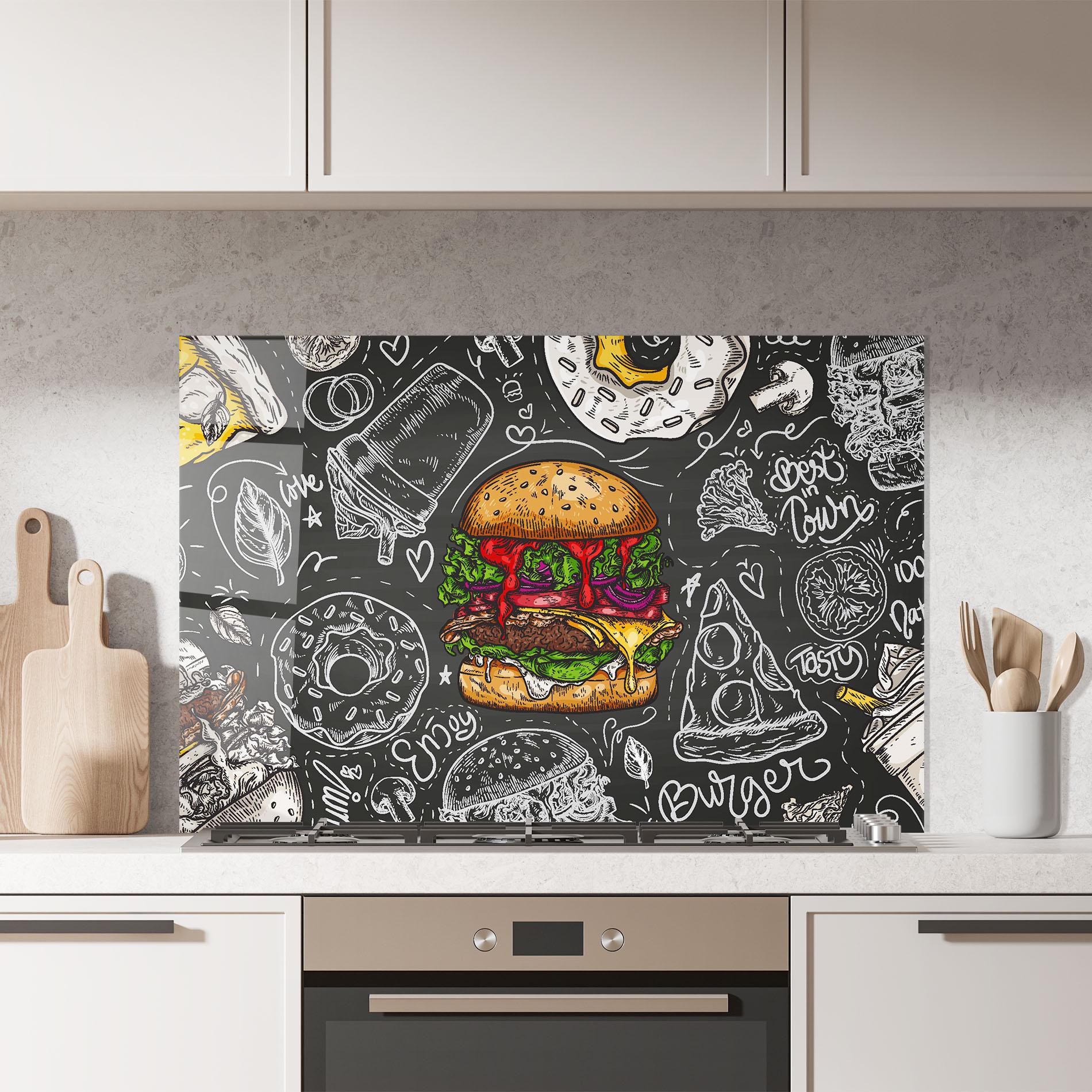 Panou Sticla Bucatarie Color Mix Burger mockup 7
