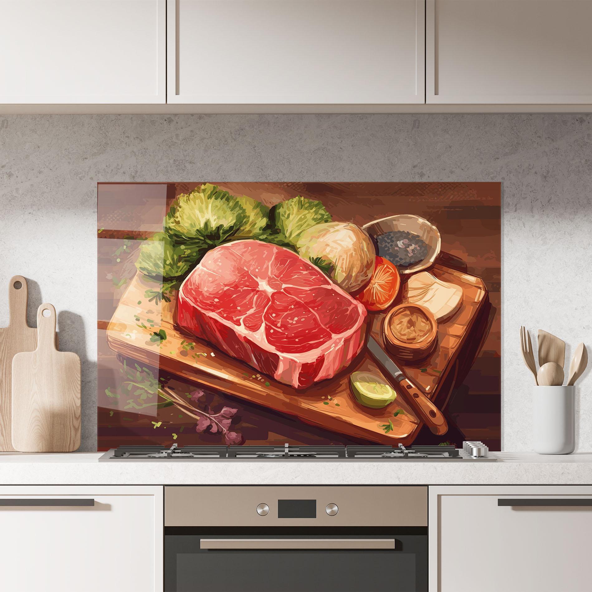 Panou Sticla Bucatarie Meat Preparing mockup 7