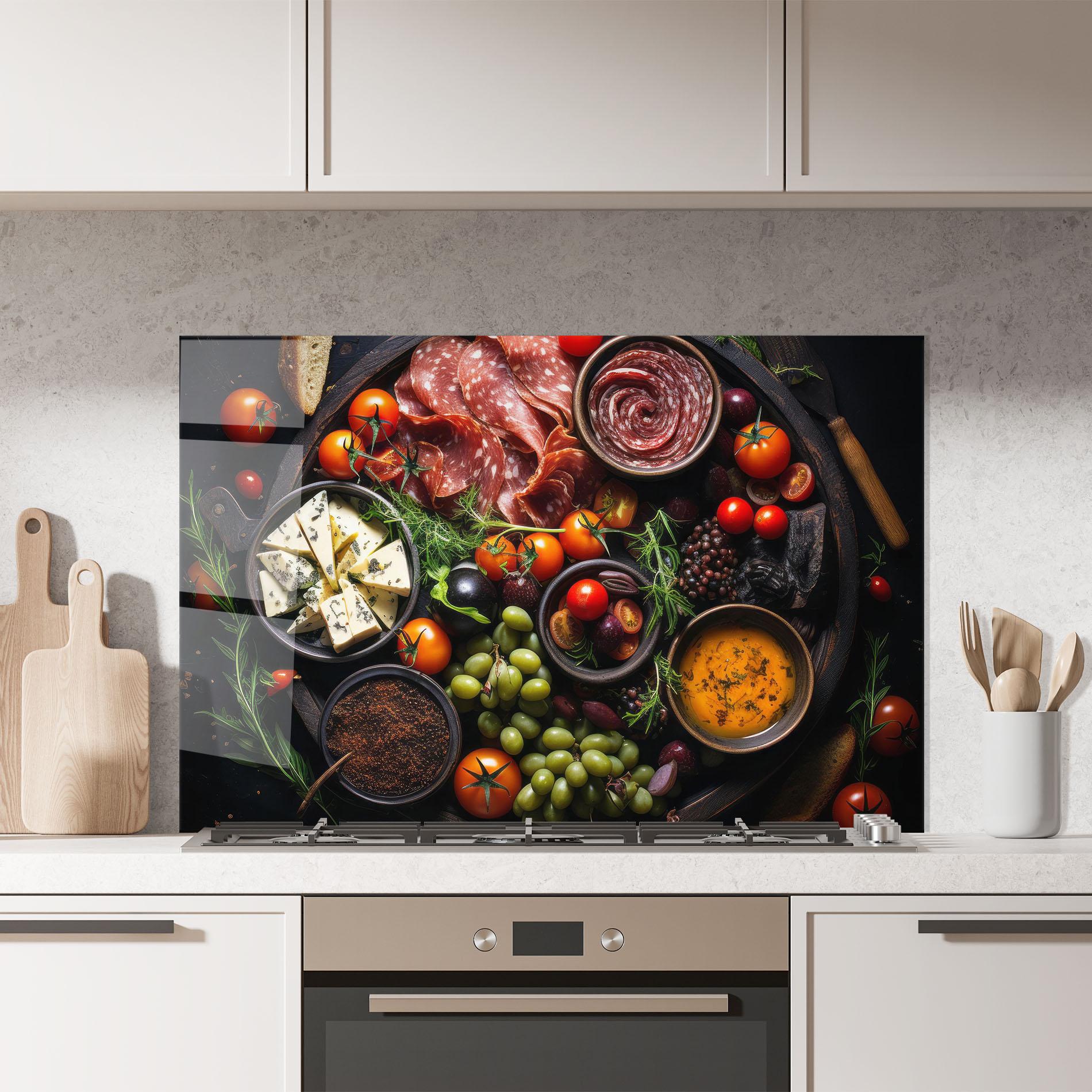 Panou Sticla Bucatarie Meats Assortment mockup 7