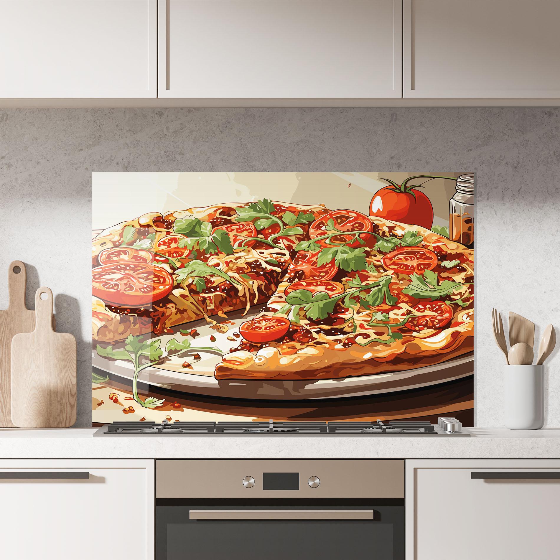 Panou Sticla Bucatarie Pizza View mockup 7