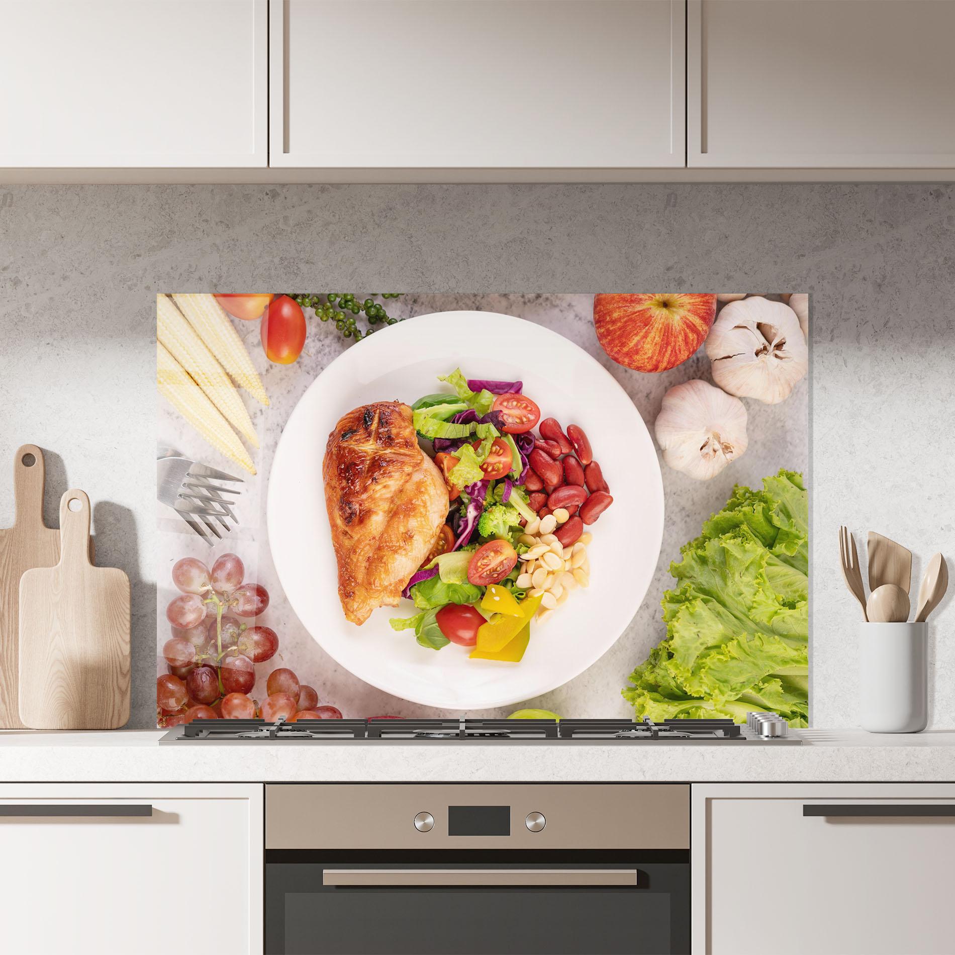 Panou Sticla Bucatarie Salad With Chicken mockup 7