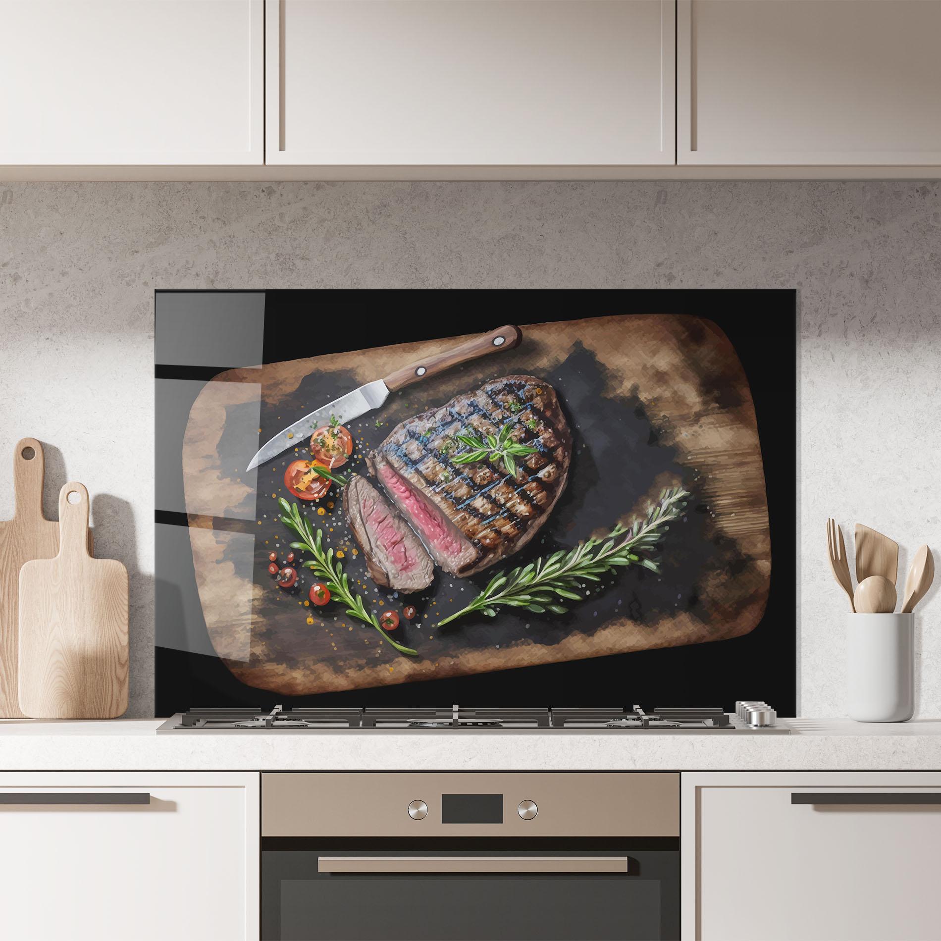 Panou Sticla Bucatarie Tasty Meat mockup 7