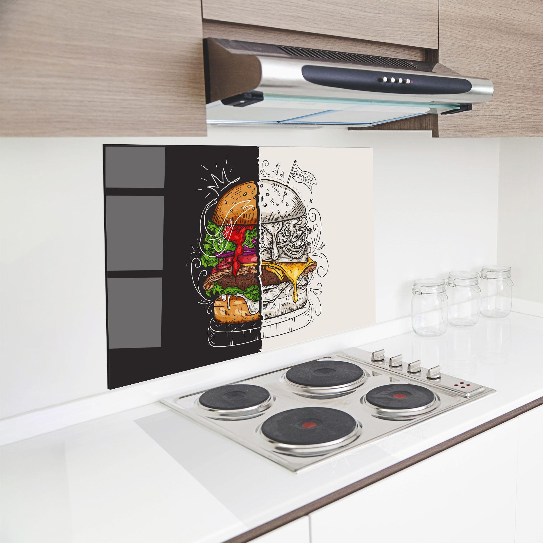 Panou Sticla Bucatarie Burger Art mockup 8