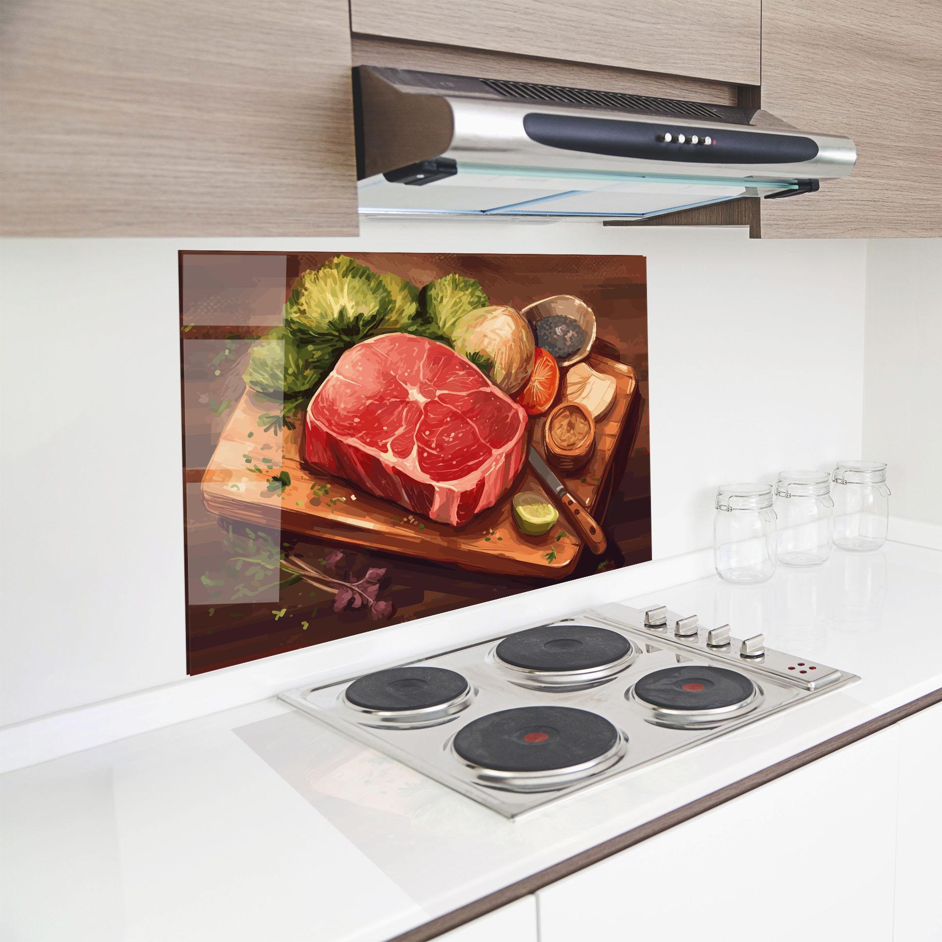 Panou Sticla Bucatarie Meat Preparing mockup 8