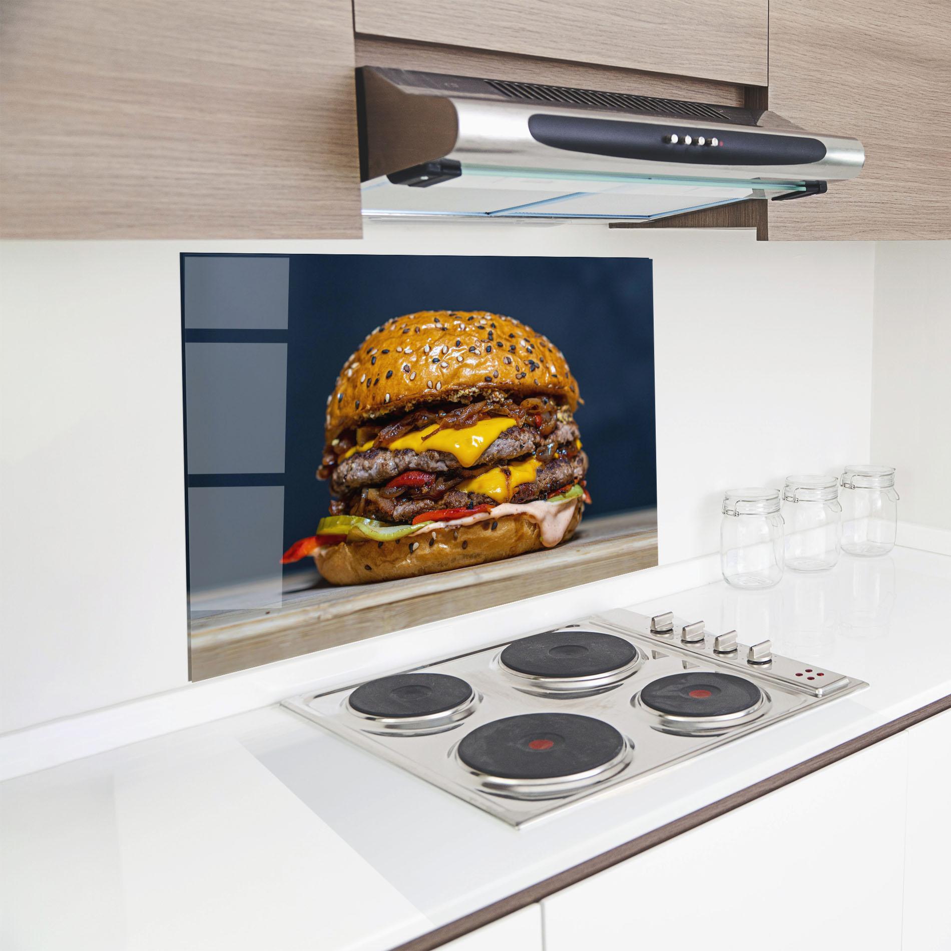 Panou Sticla Bucatarie Tasty Hamburger mockup 8