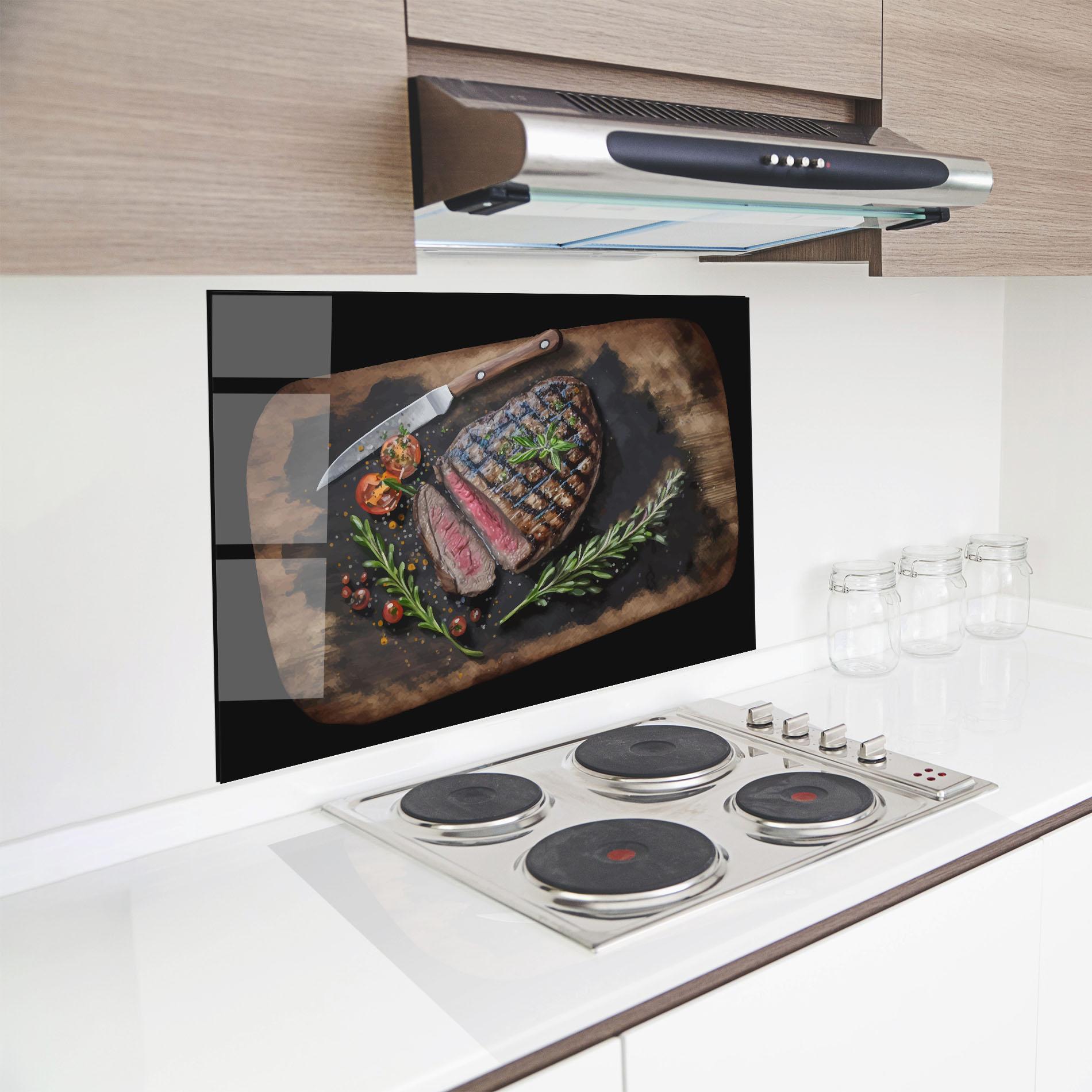 Panou Sticla Bucatarie Tasty Meat mockup 8