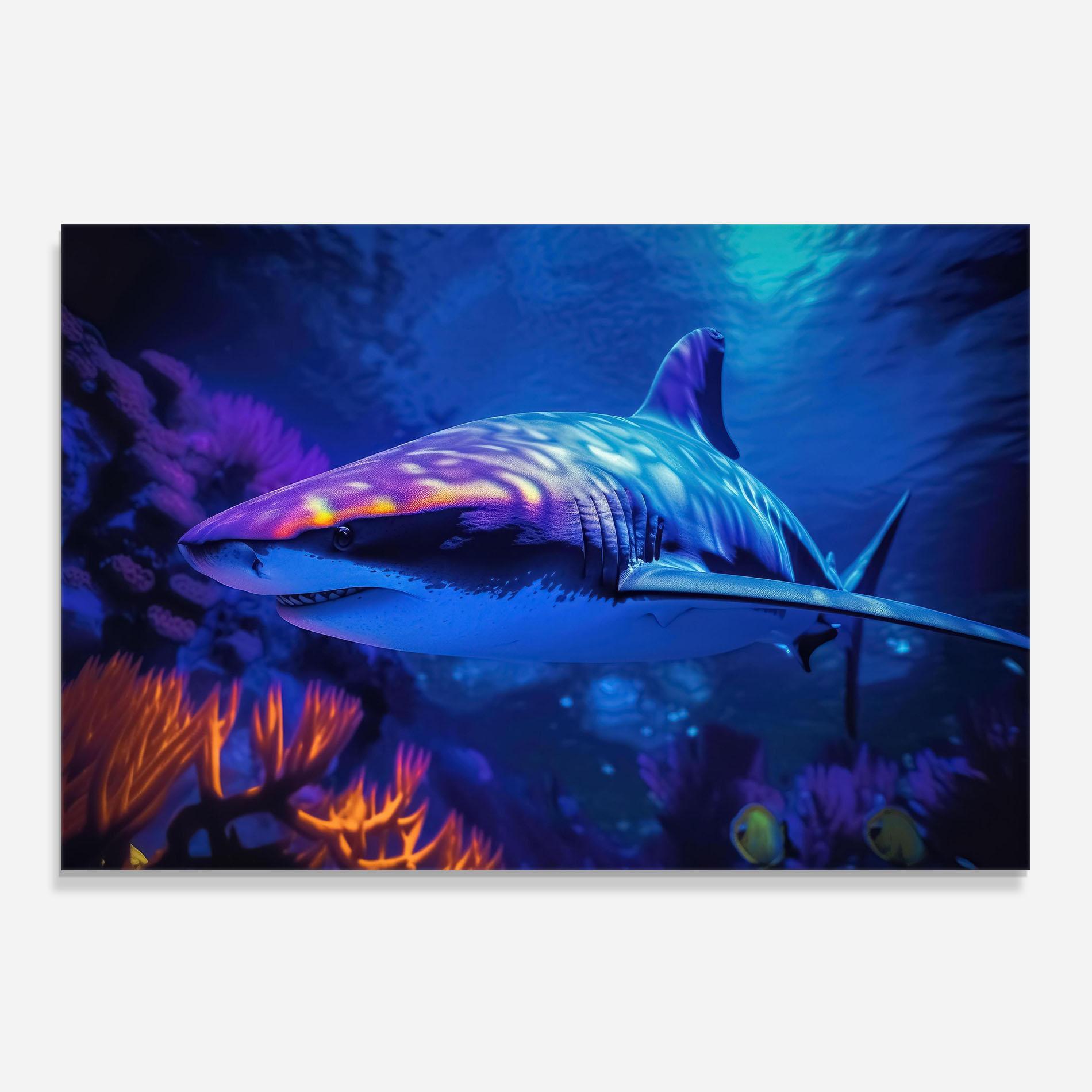 Panou Sticla Bucatarie Blue Light Shark mockup 0