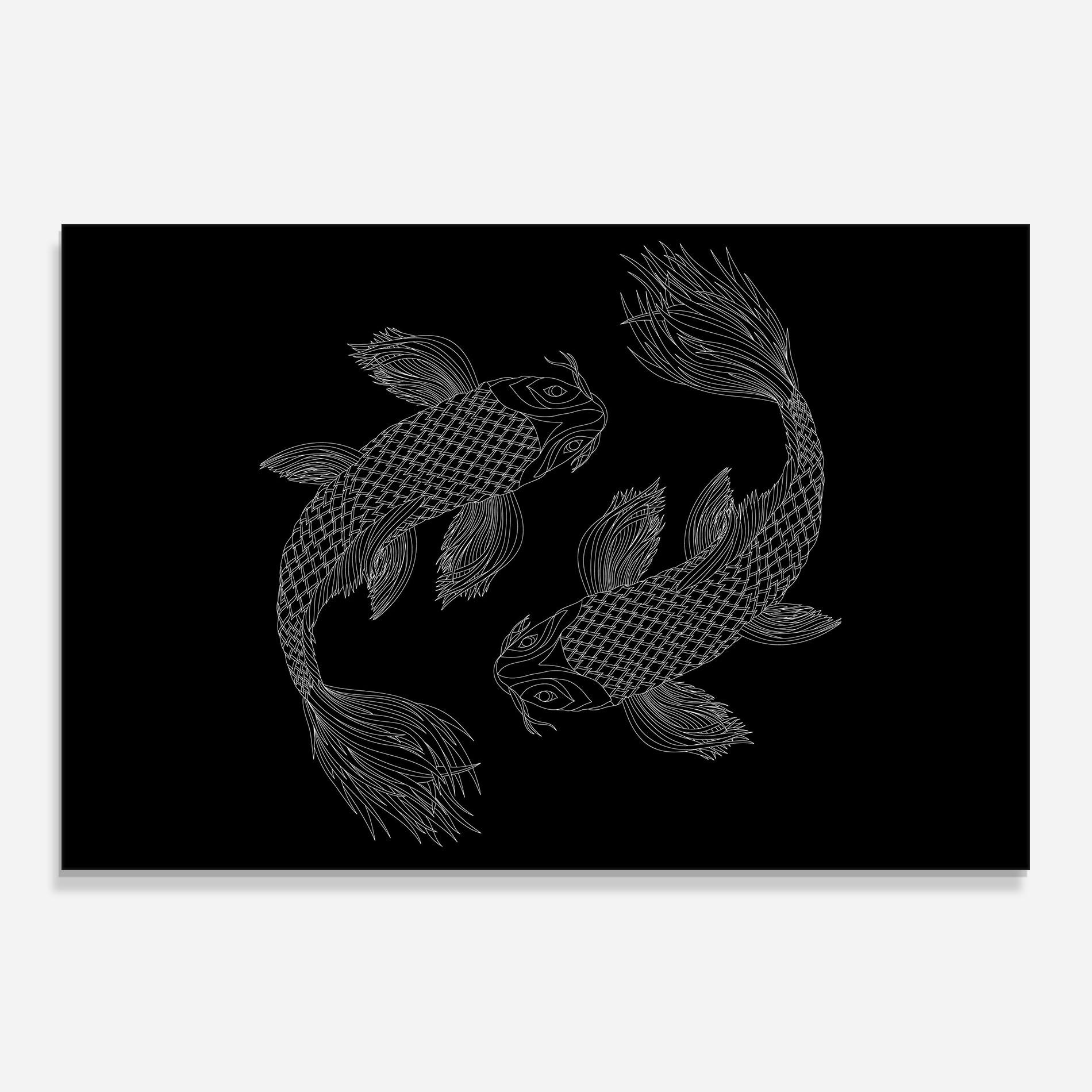 Panou Sticla Bucatarie Feng Shui Fish mockup 0