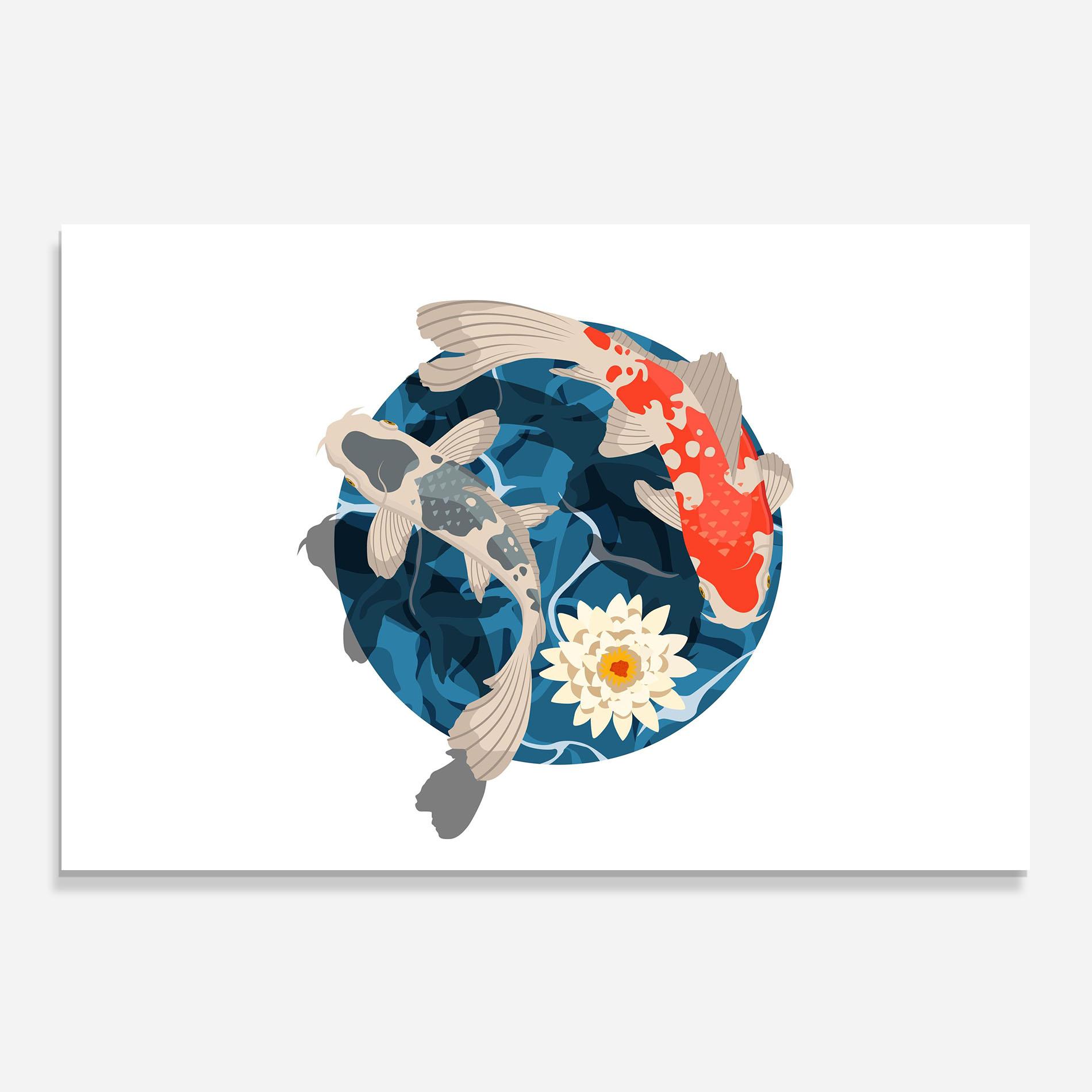 Panou Sticla Bucatarie Grey Orange Koi mockup 0