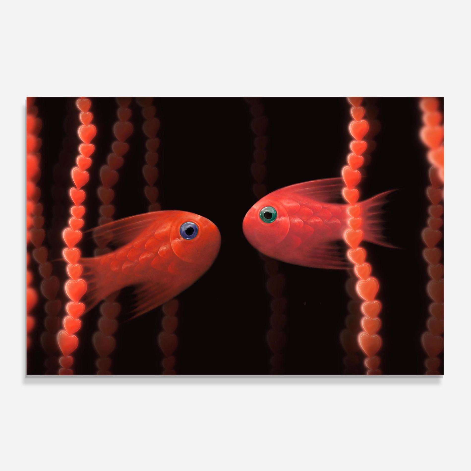 Panou Sticla Bucatarie Orange Fish Heart mockup 0