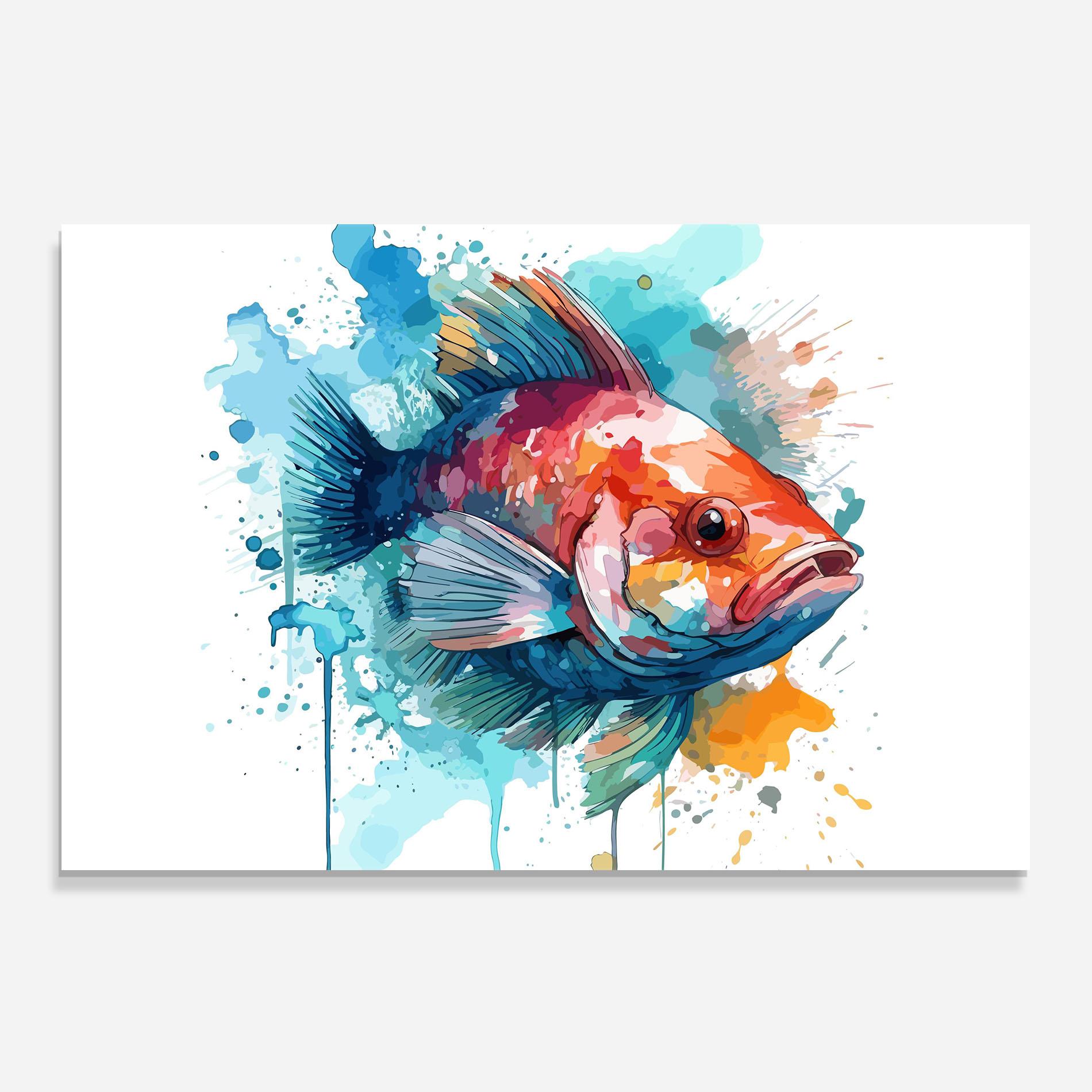 Panou Sticla Bucatarie Watercolor Fish mockup 0