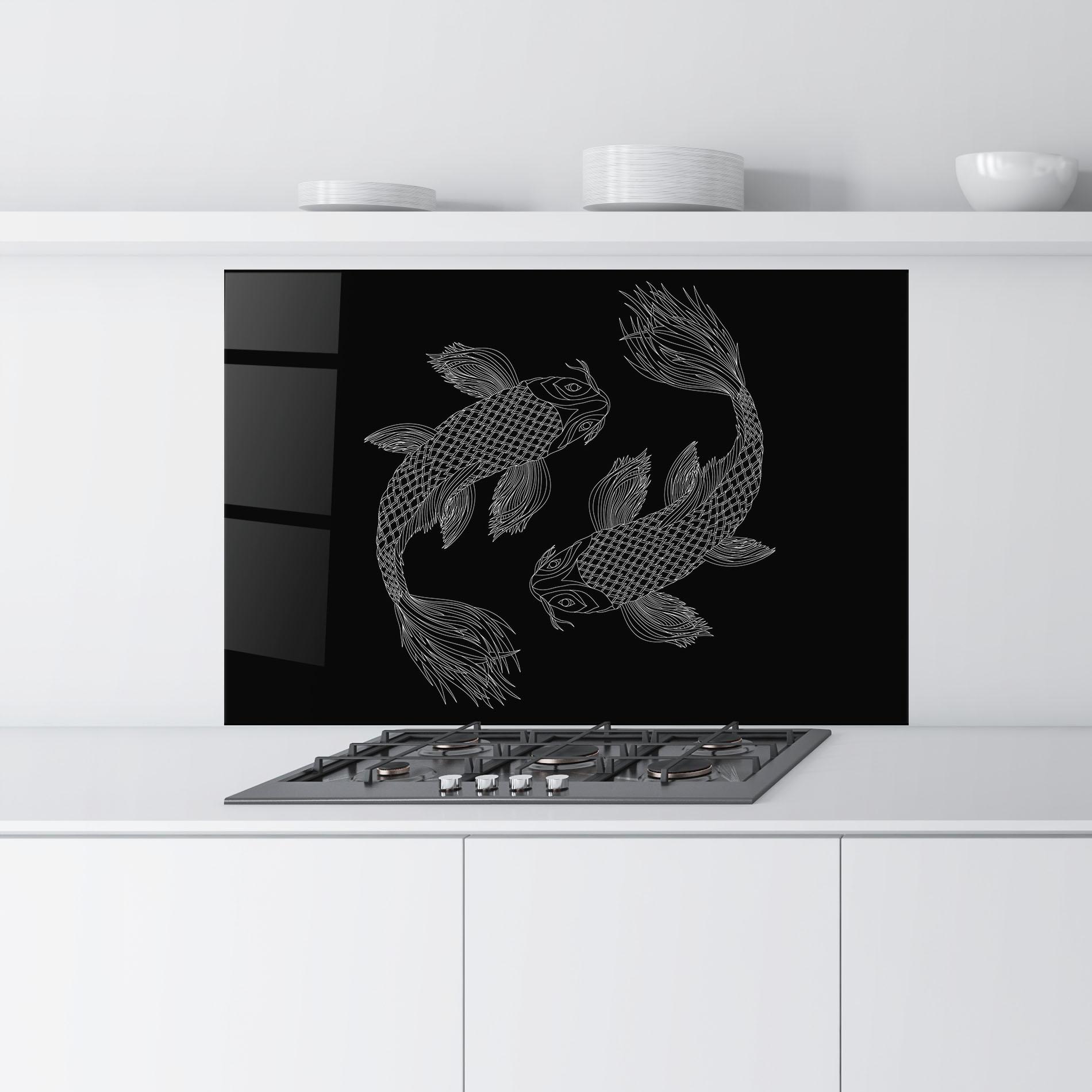Panou Sticla Bucatarie Feng Shui Fish mockup 9