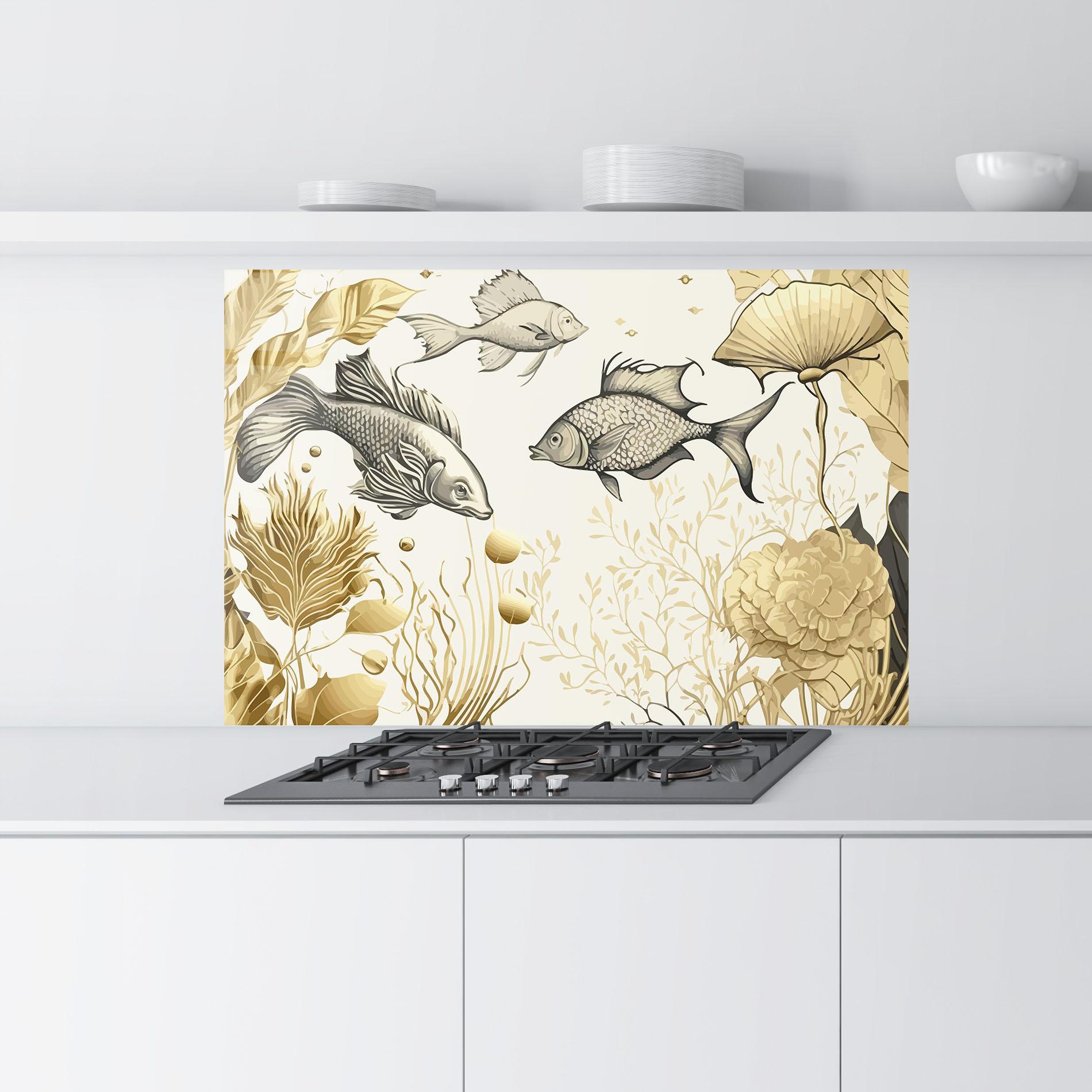 Panou Sticla Bucatarie Grey Gold Fish mockup 9