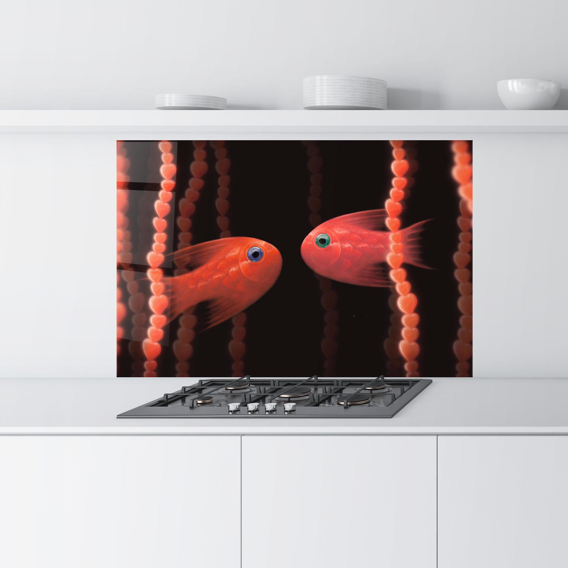 Panou Sticla Bucatarie Orange Fish Heart mockup 9