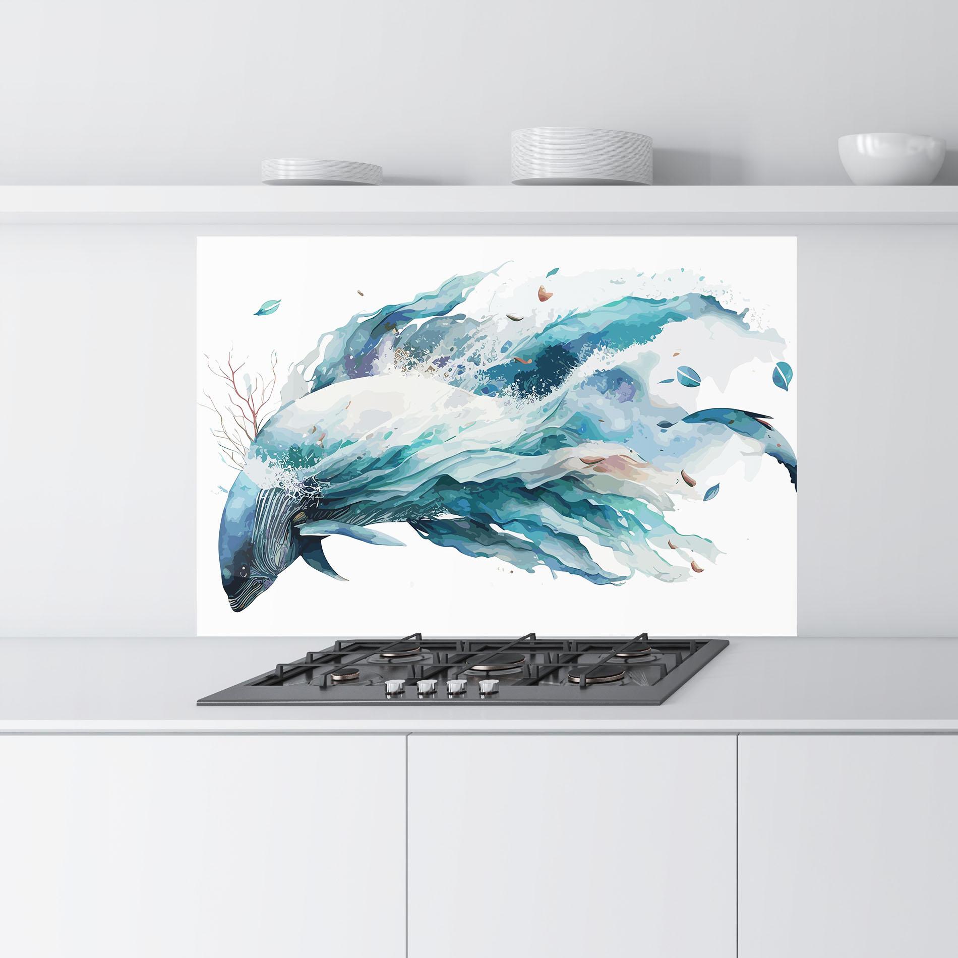 Panou Sticla Bucatarie Pretty Blue Fish mockup 9