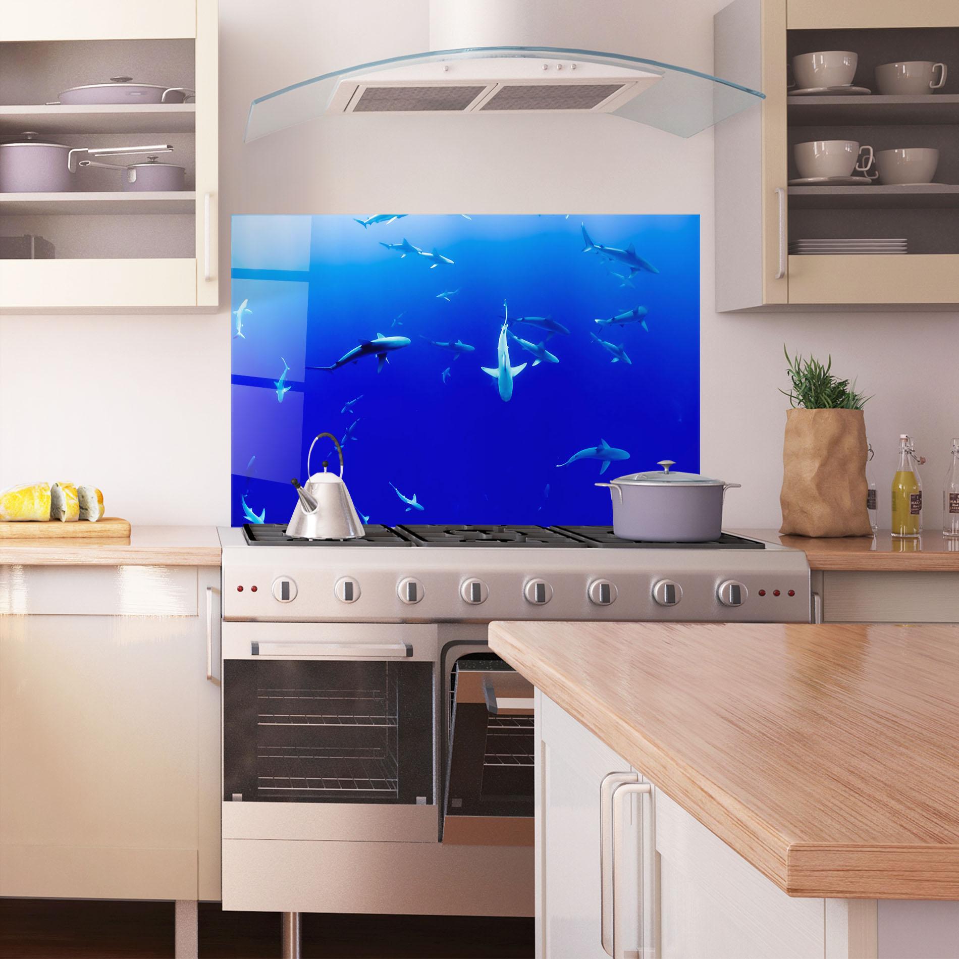 Panou Sticla Bucatarie Baby Sharks mockup 1