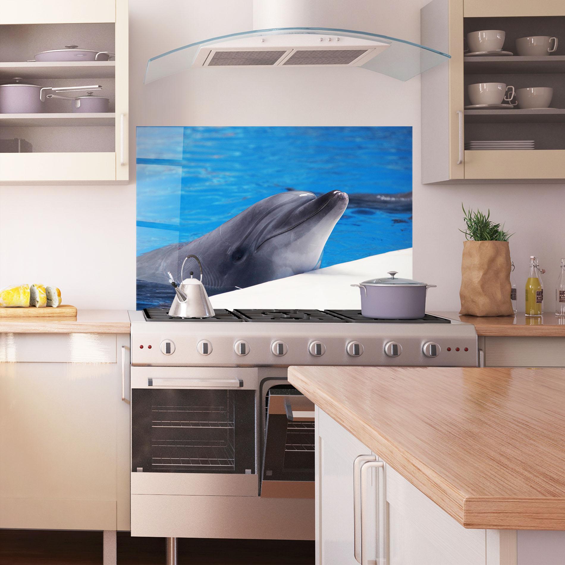 Panou Sticla Bucatarie Cute Dolphin mockup 1