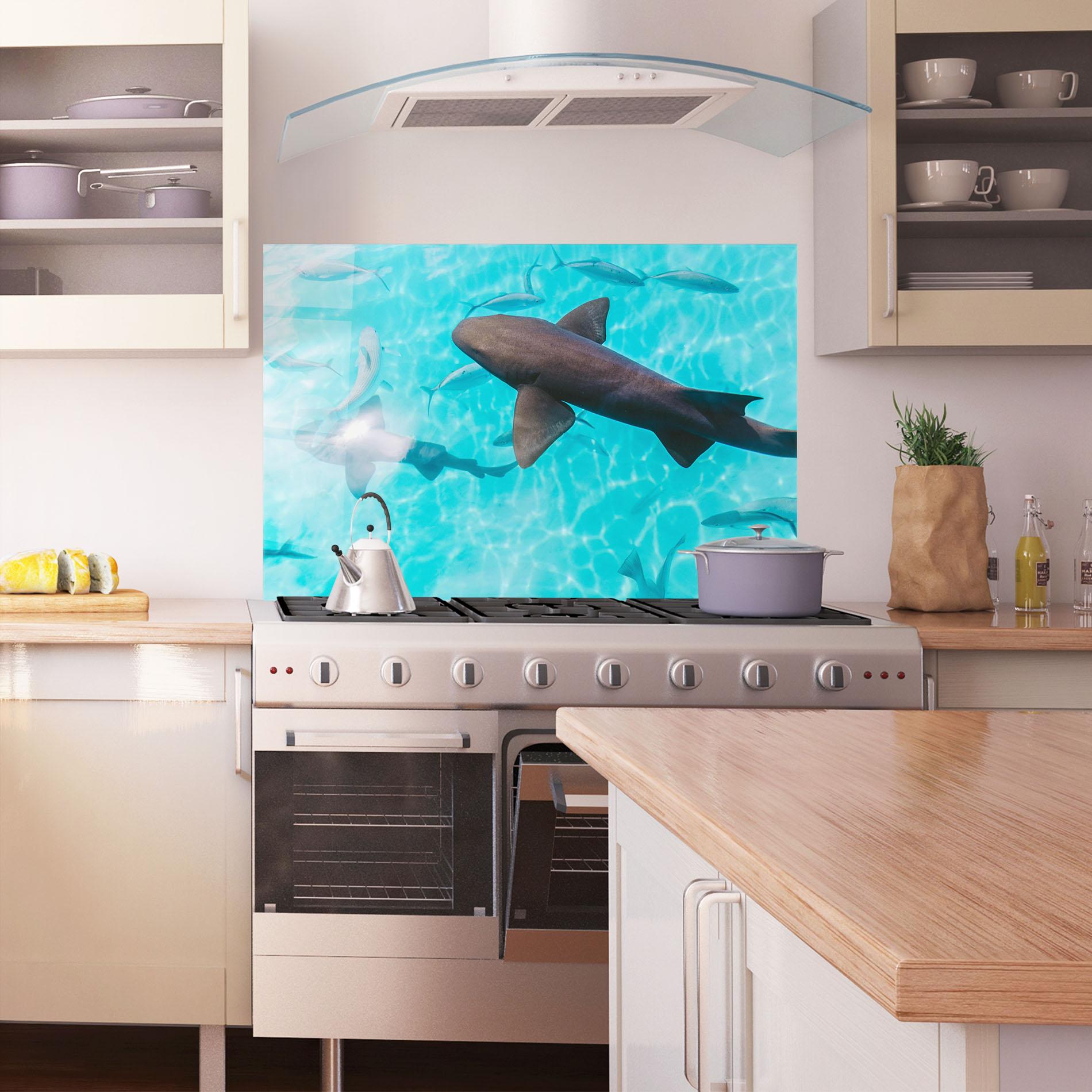 Panou Sticla Bucatarie Cute Shark mockup 1