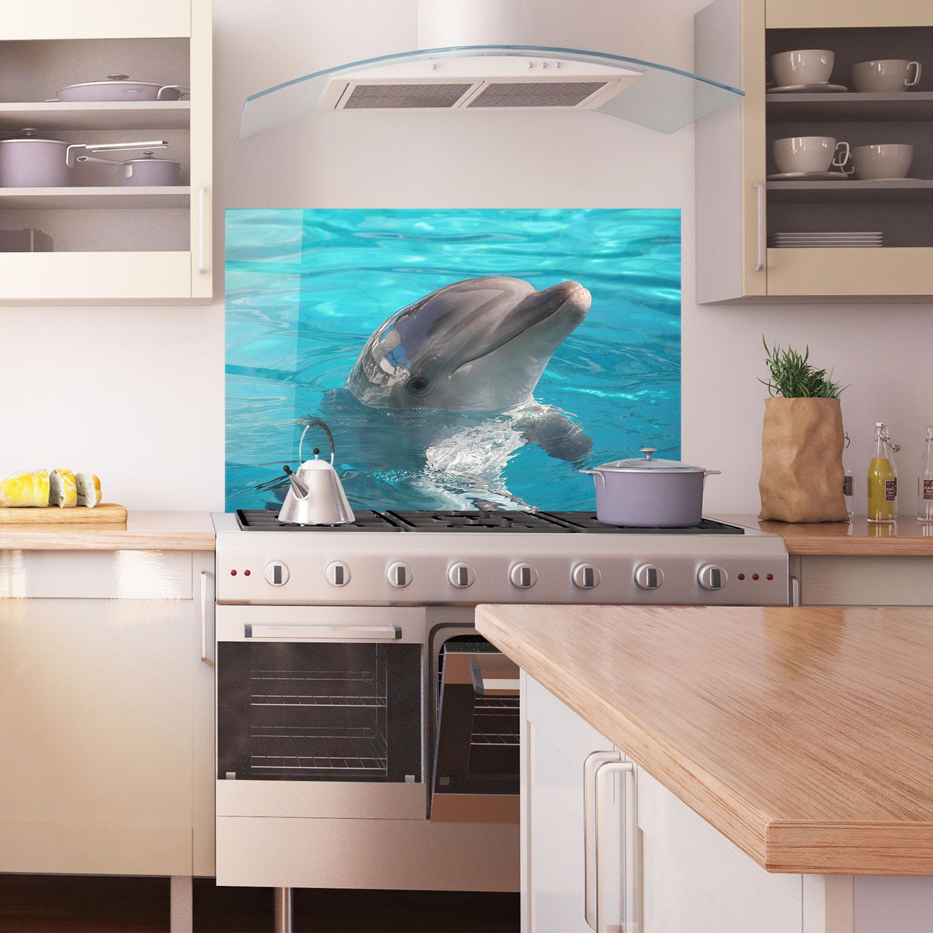 Panou Sticla Bucatarie Dolphin Poses mockup 1