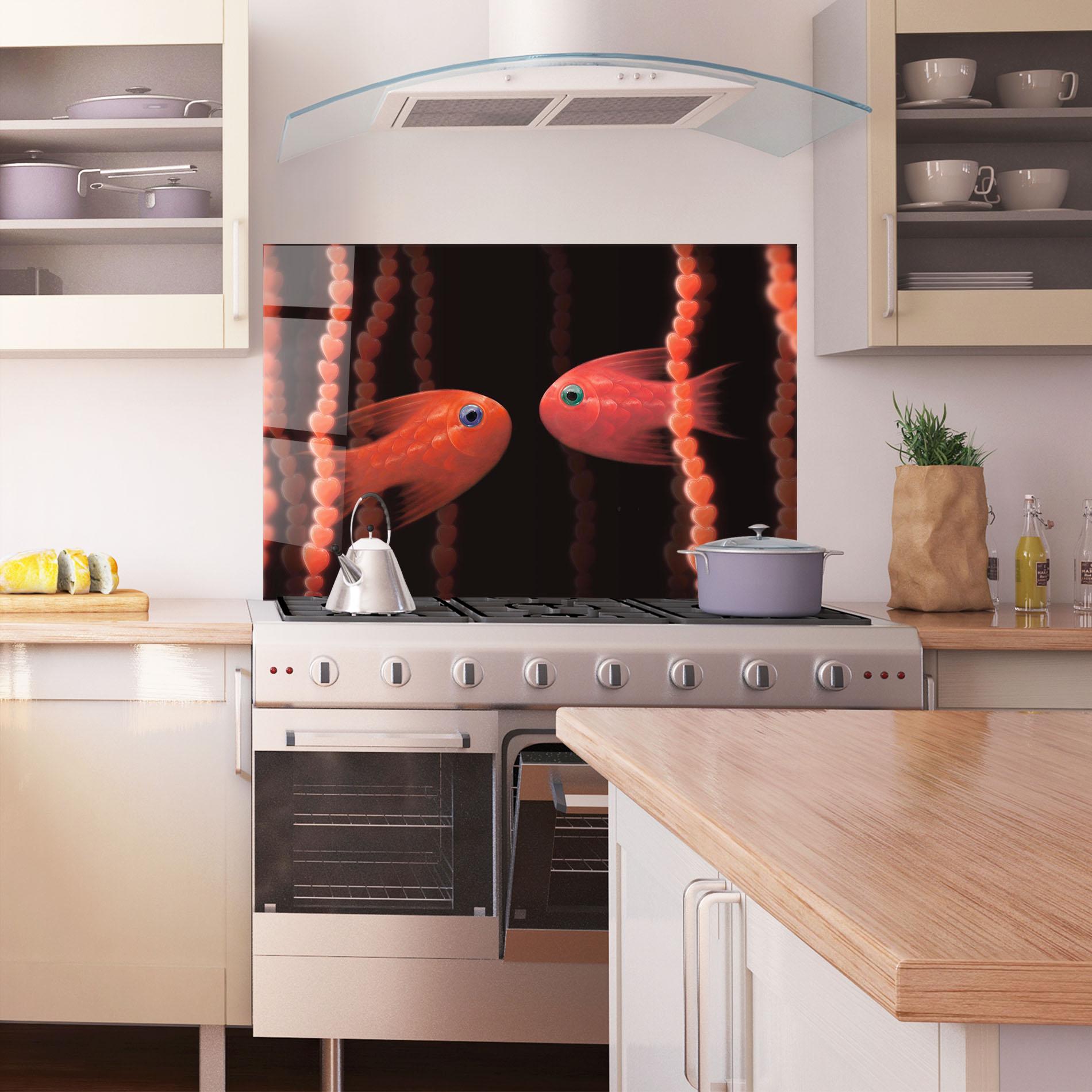 Panou Sticla Bucatarie Orange Fish Heart mockup 1
