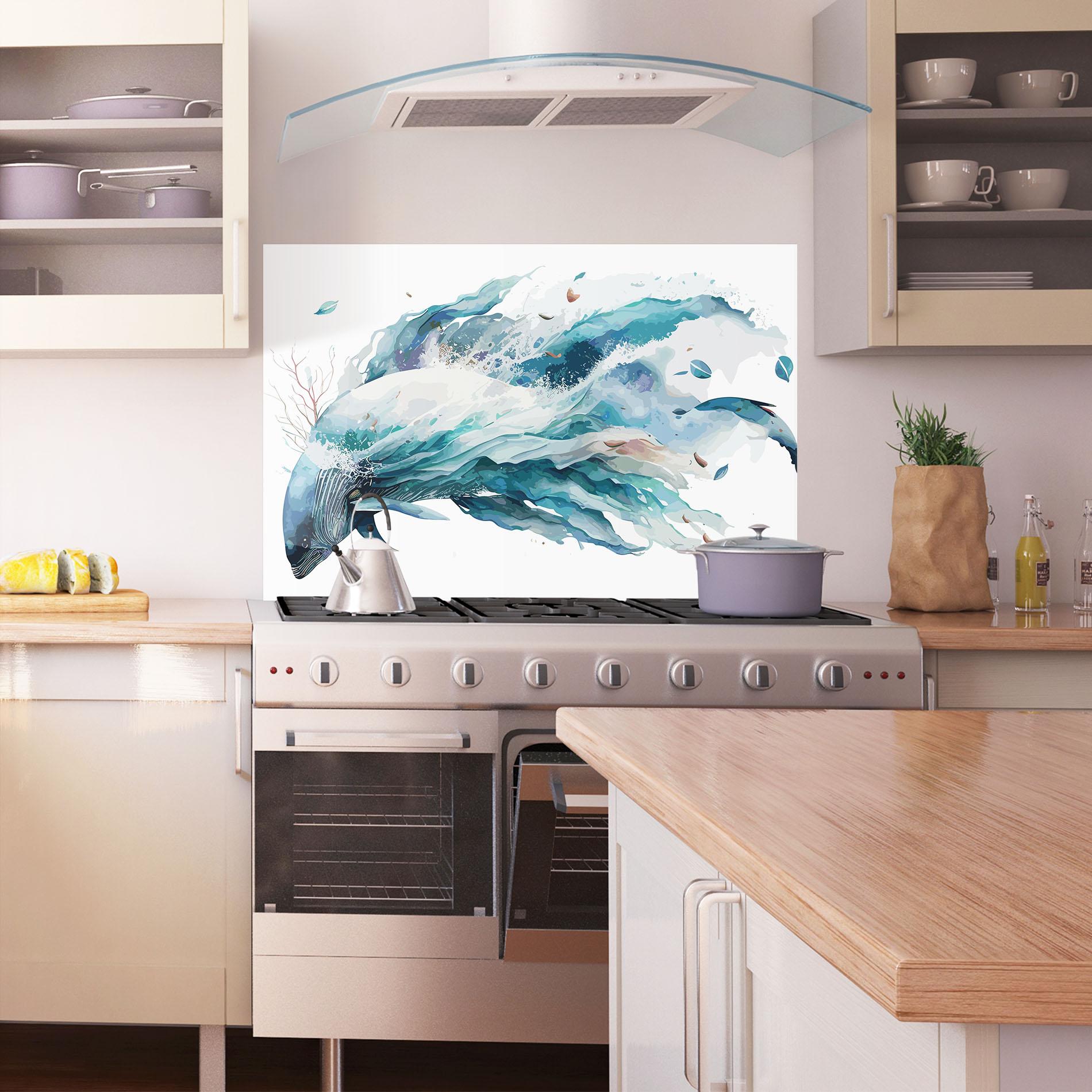 Panou Sticla Bucatarie Pretty Blue Fish mockup 1