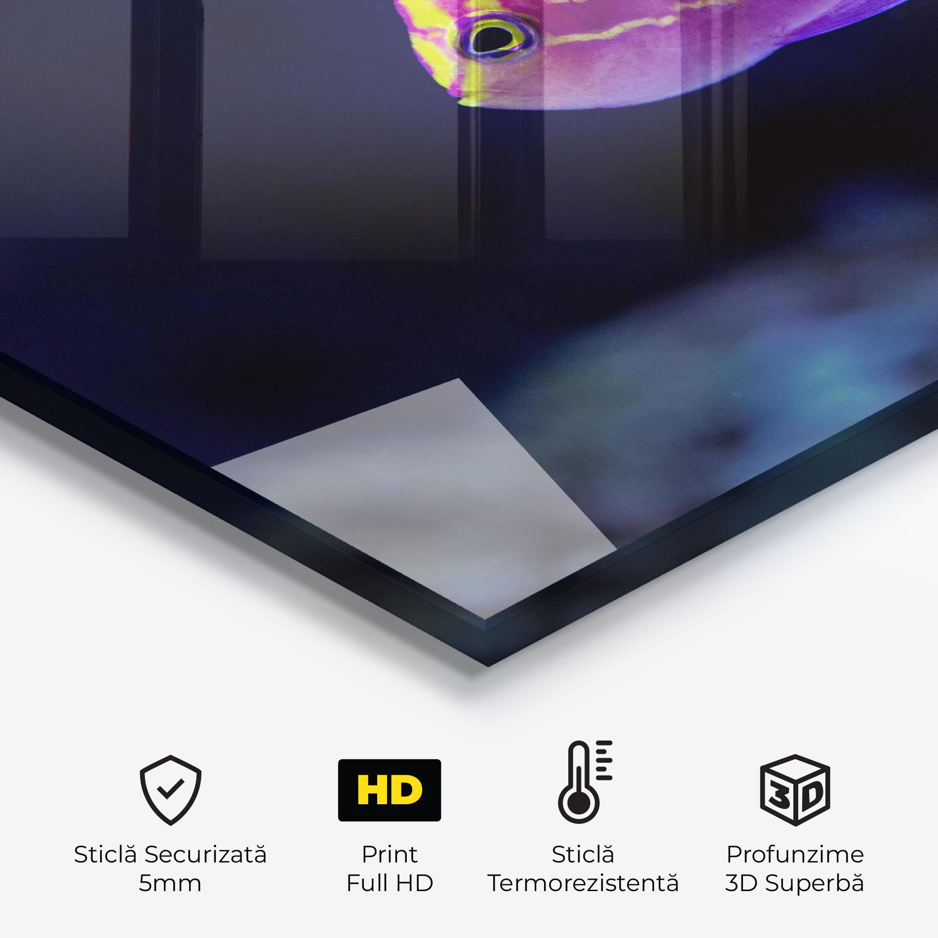 Panou Sticla Bucatarie Angry Pink Fish mockup 2