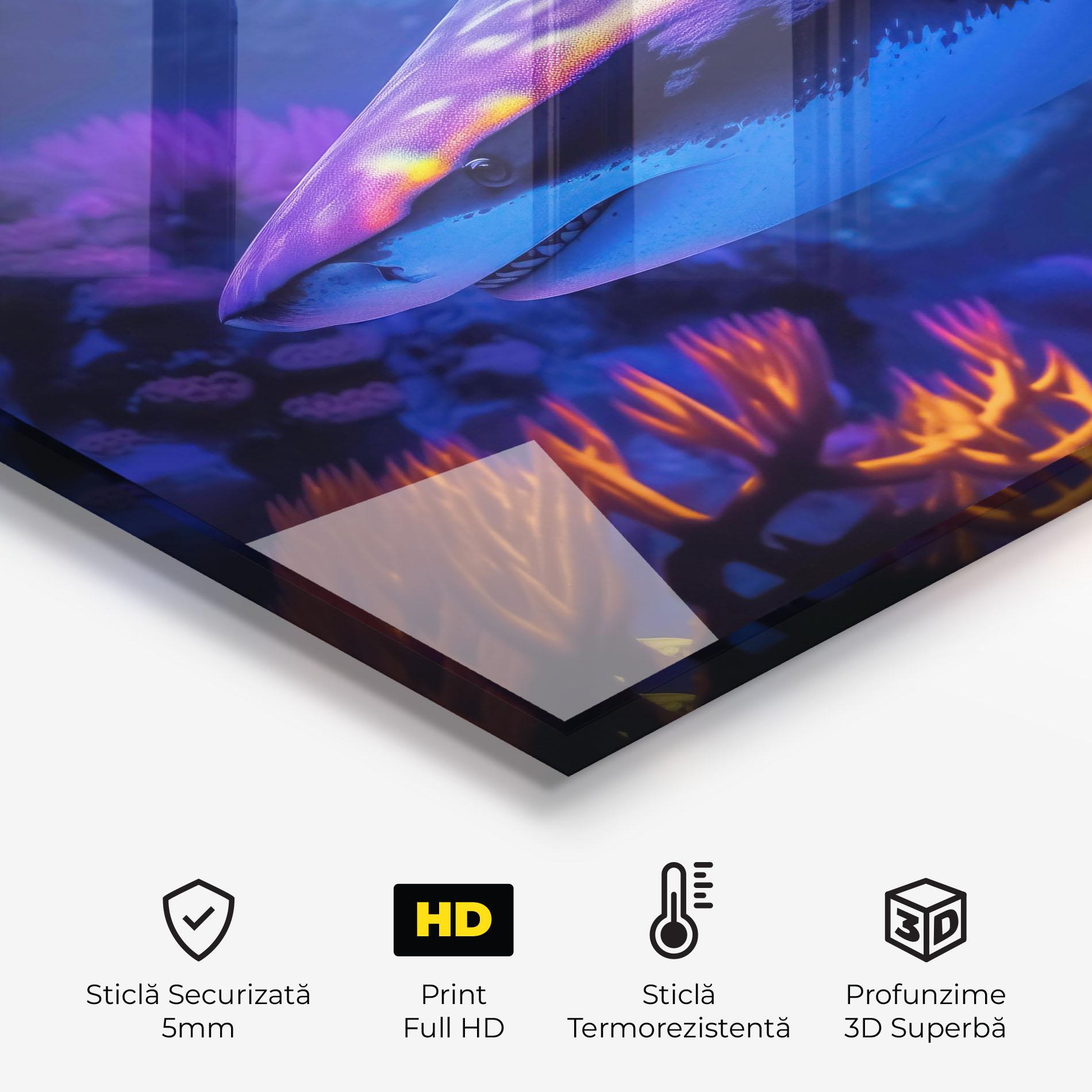 Panou Sticla Bucatarie Blue Light Shark mockup 2