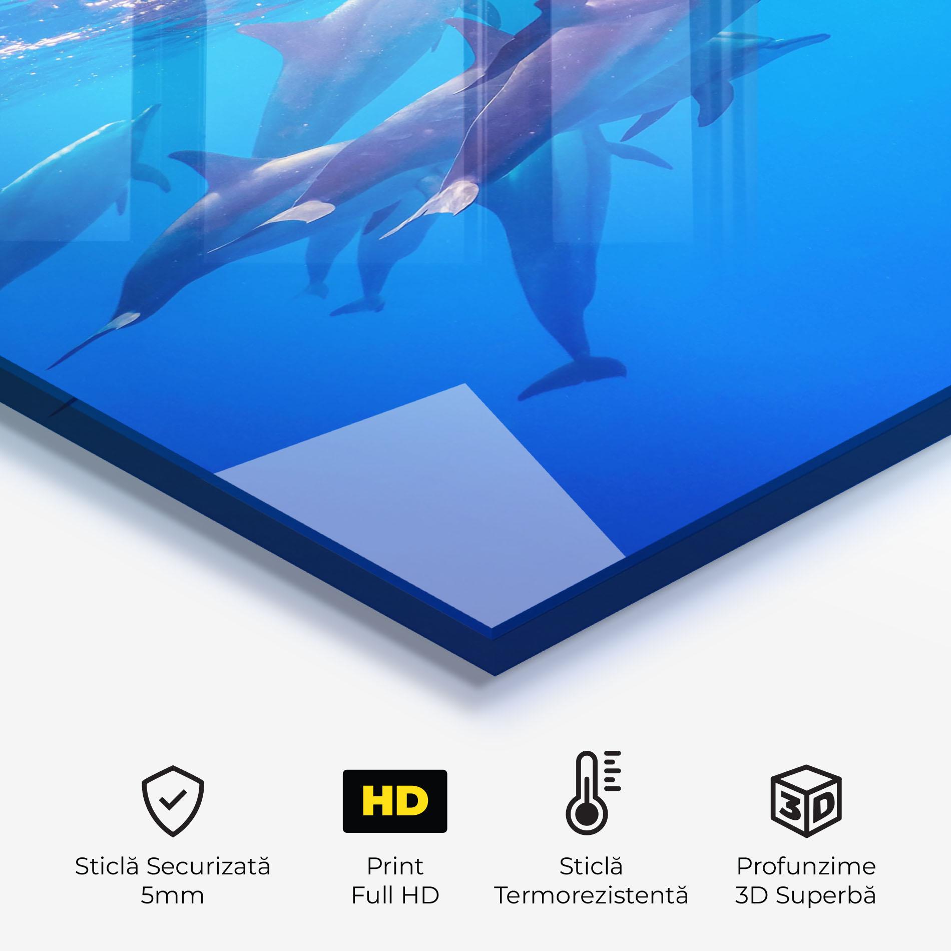 Panou Sticla Bucatarie Dolphin Family mockup 2