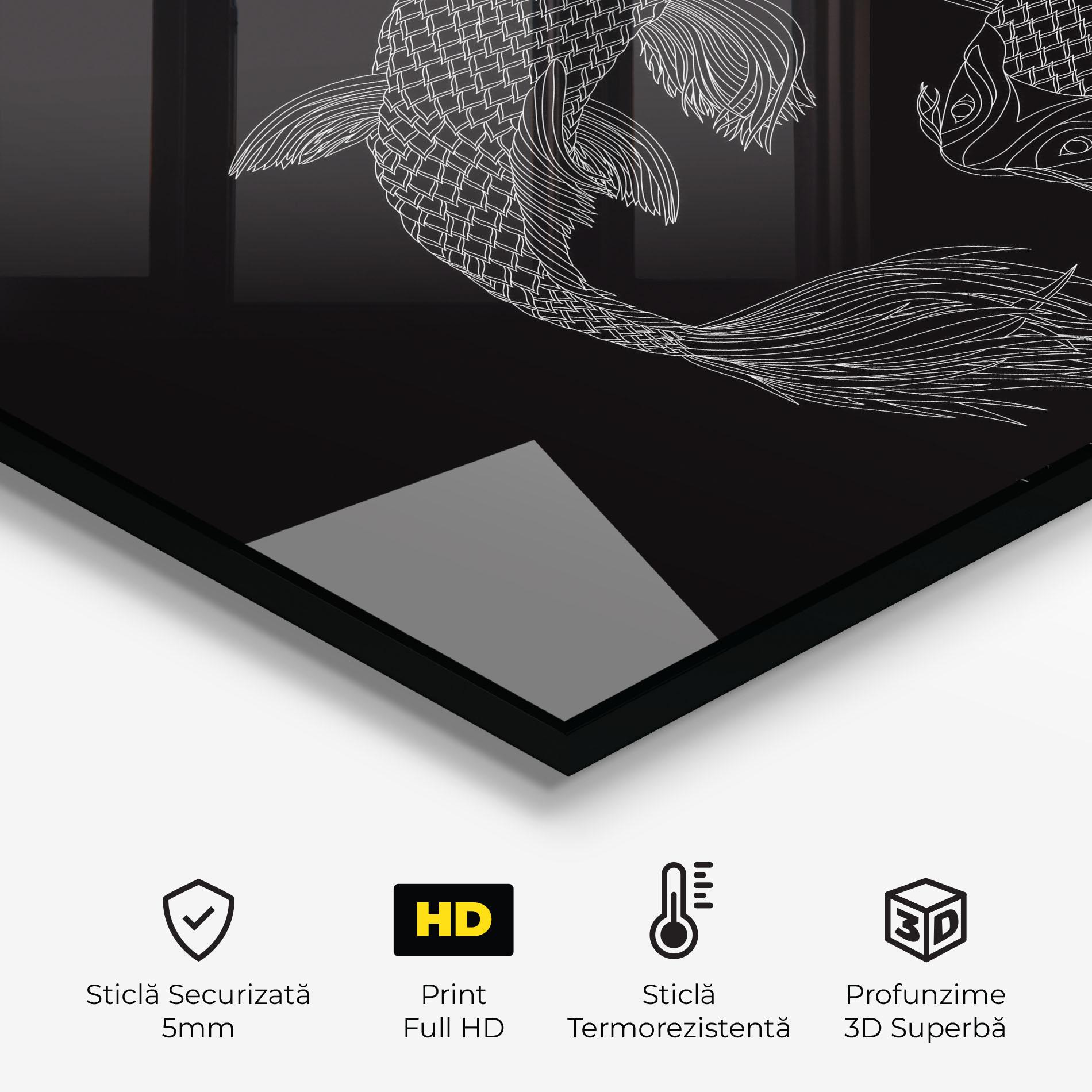 Panou Sticla Bucatarie Feng Shui Fish mockup 2