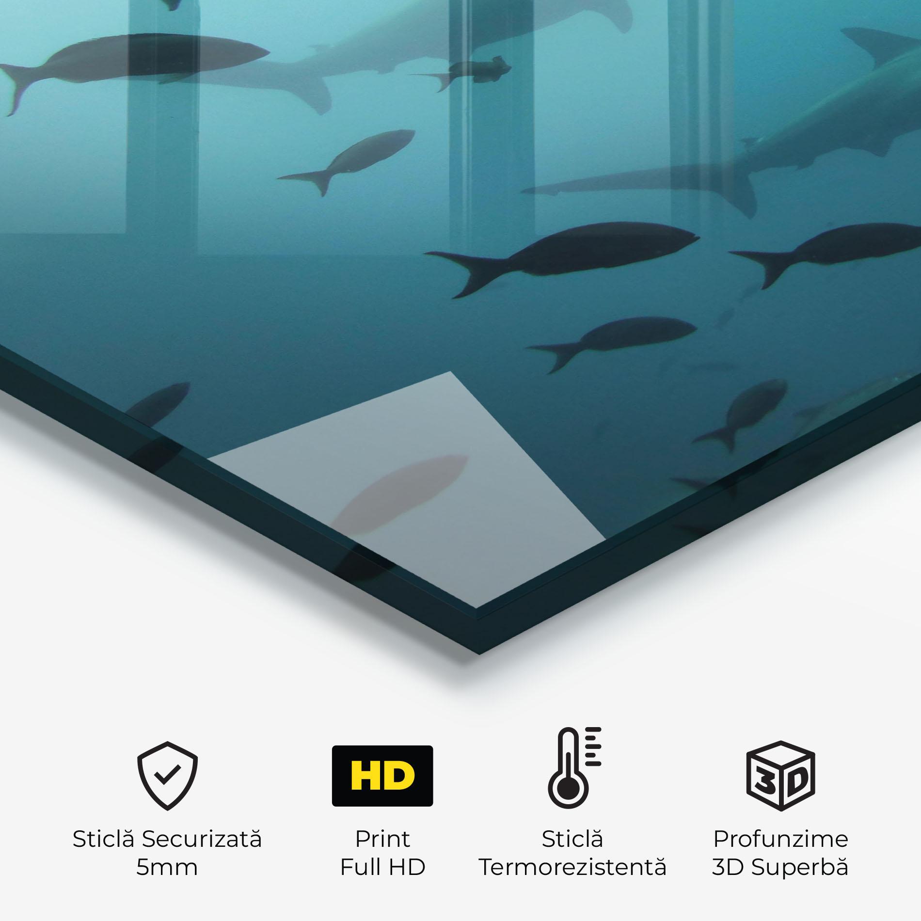 Panou Sticla Bucatarie Fish Shilouette mockup 2