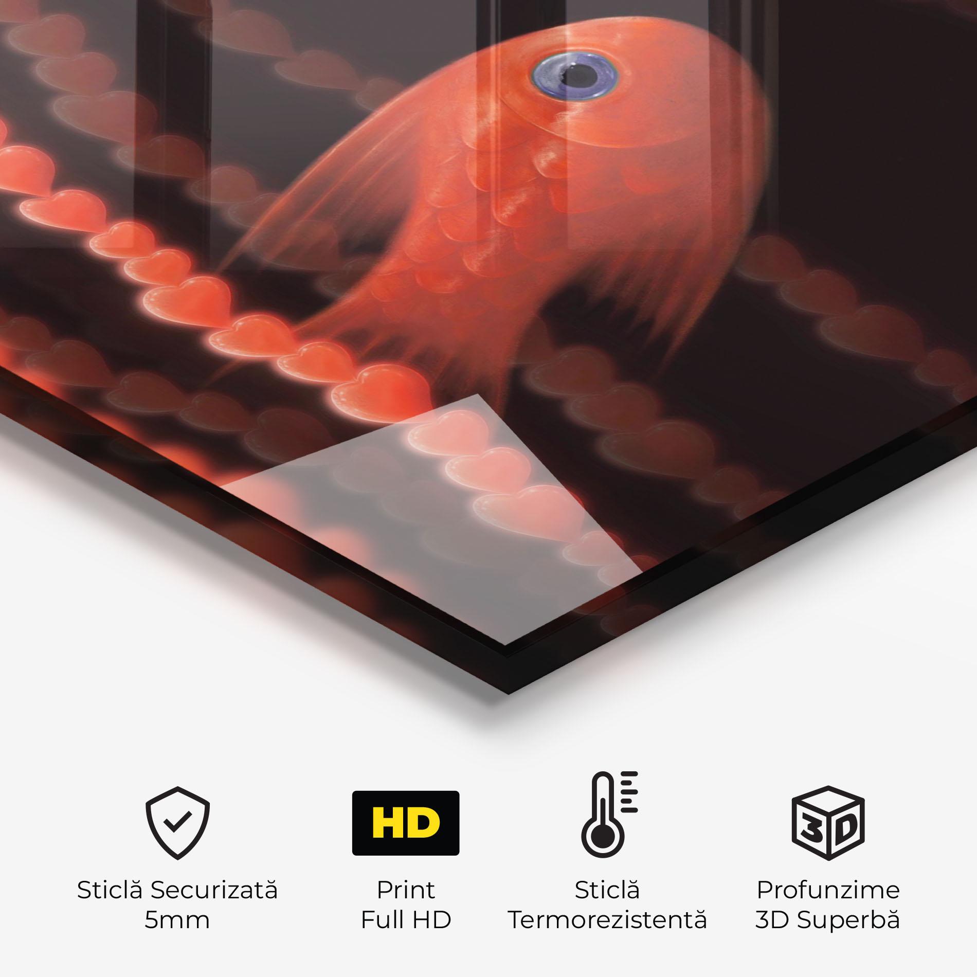 Panou Sticla Bucatarie Orange Fish Heart mockup 2