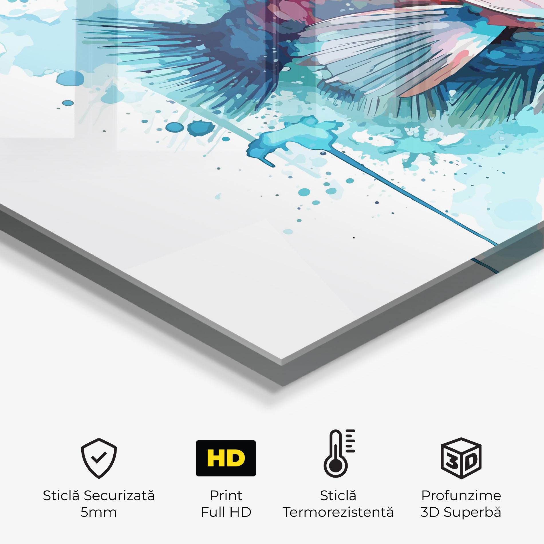 Panou Sticla Bucatarie Watercolor Fish mockup 2