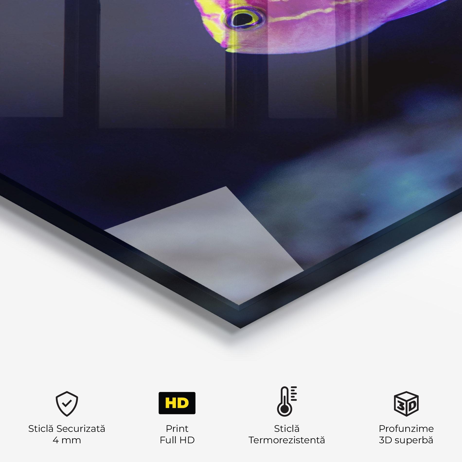 Panou Sticla Bucatarie Angry Pink Fish mockup 2