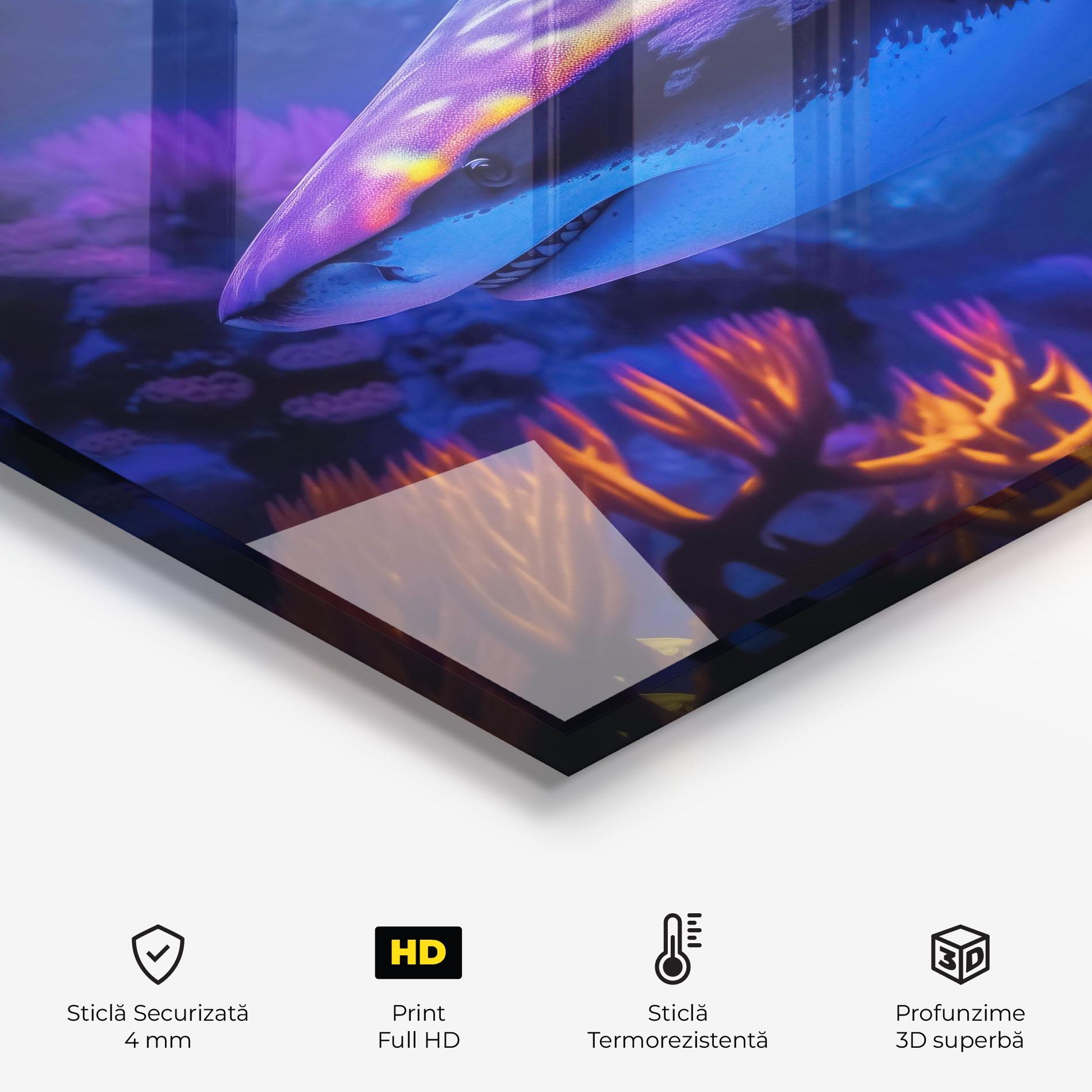 Panou Sticla Bucatarie Blue Light Shark mockup 2