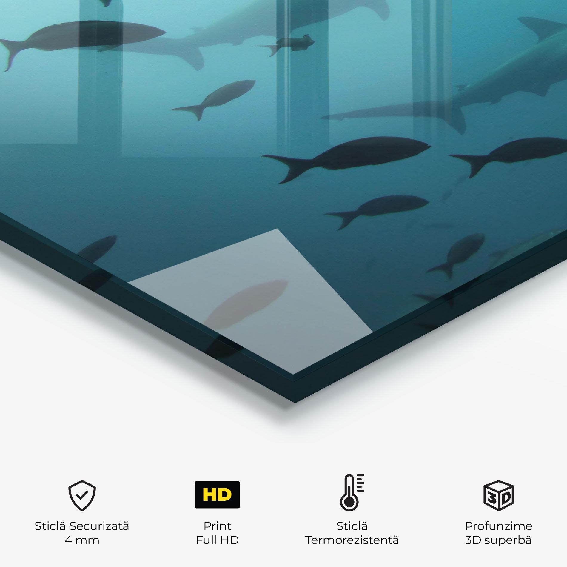 Panou Sticla Bucatarie Fish Shilouette mockup 2