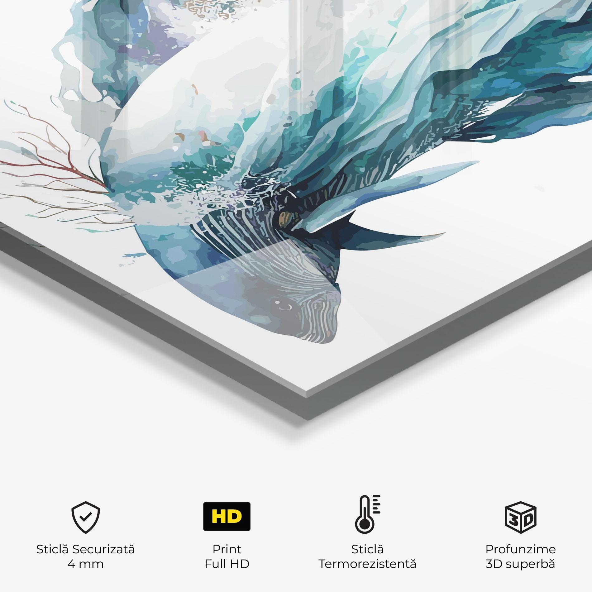 Panou Sticla Bucatarie Pretty Blue Fish mockup 2