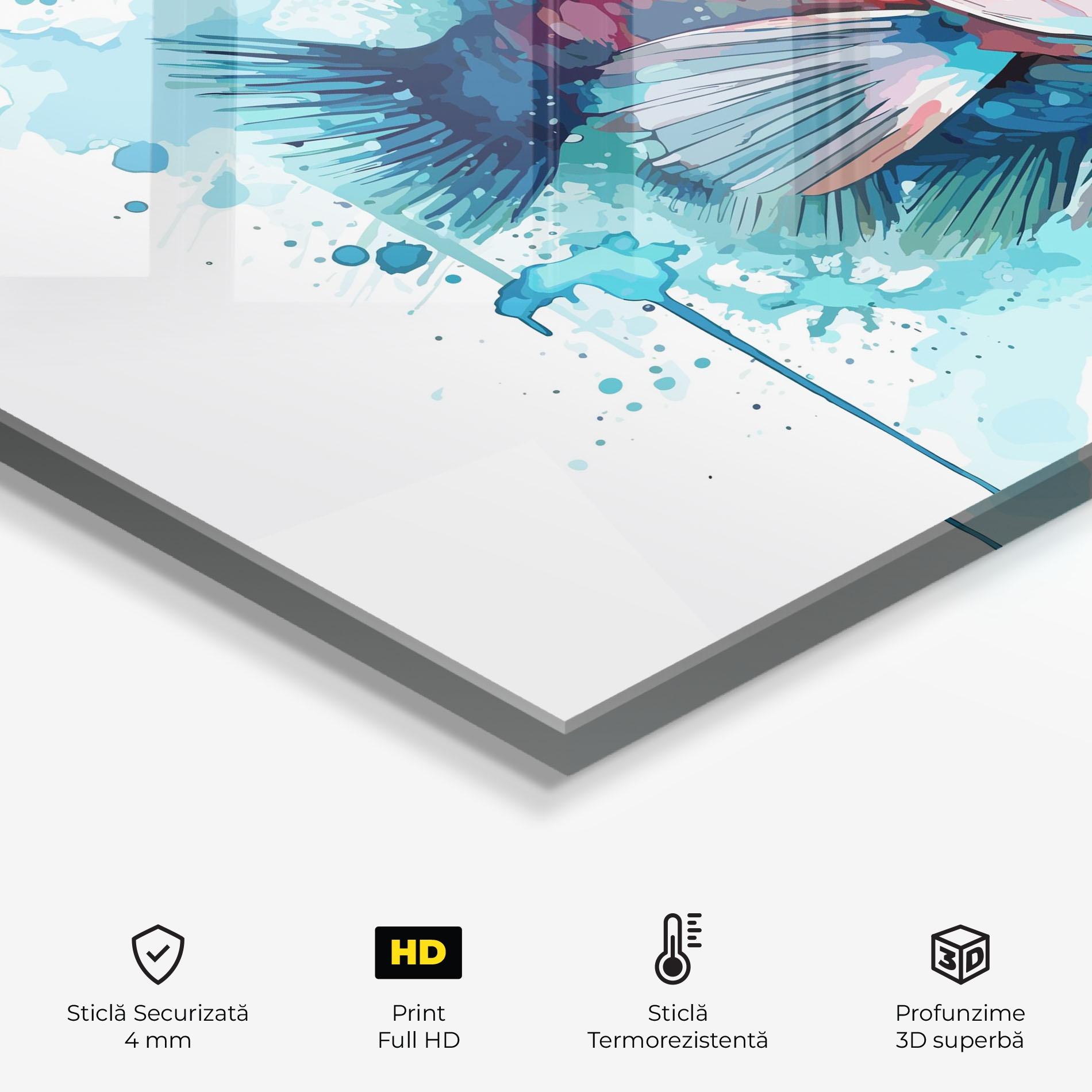 Panou Sticla Bucatarie Watercolor Fish mockup 2