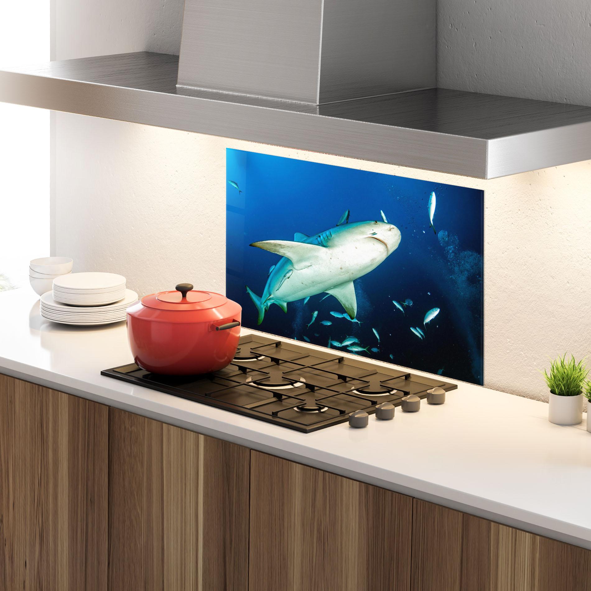 Panou Sticla Bucatarie Bull Shark mockup 4